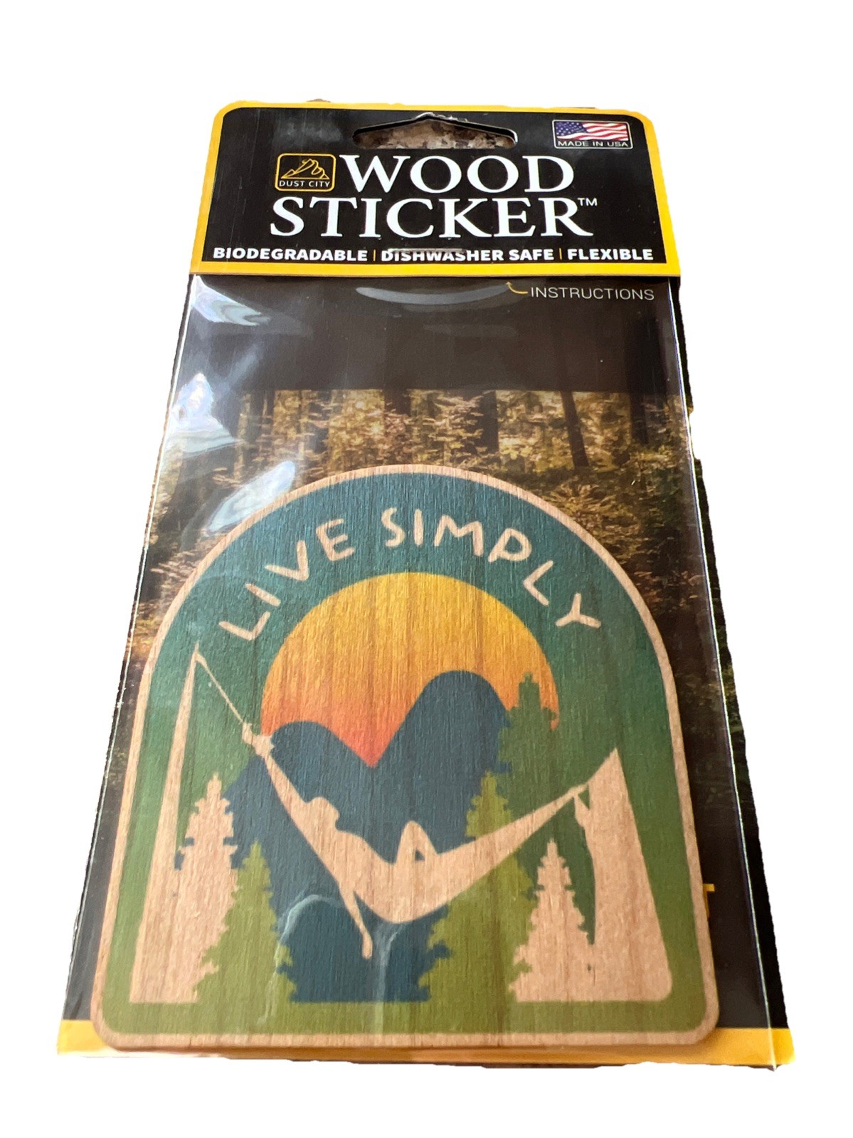 Live Simply WOOD Sticker Dishwasher SAFE Flexible Biodegradable Dust City 3M NEW