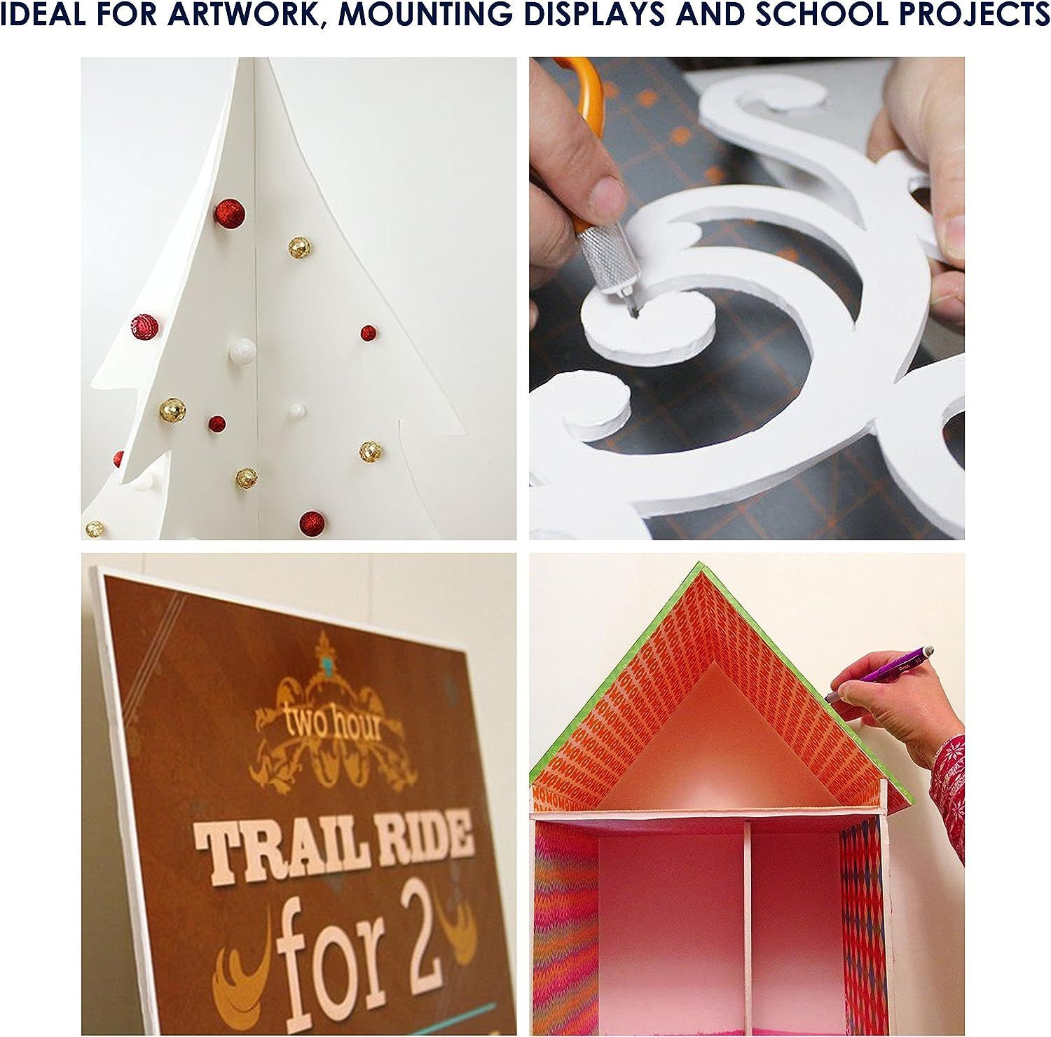 Foam Board 24 x 36 x 3/16" (5mm) – 12 Pack – White Poster 24×36 in