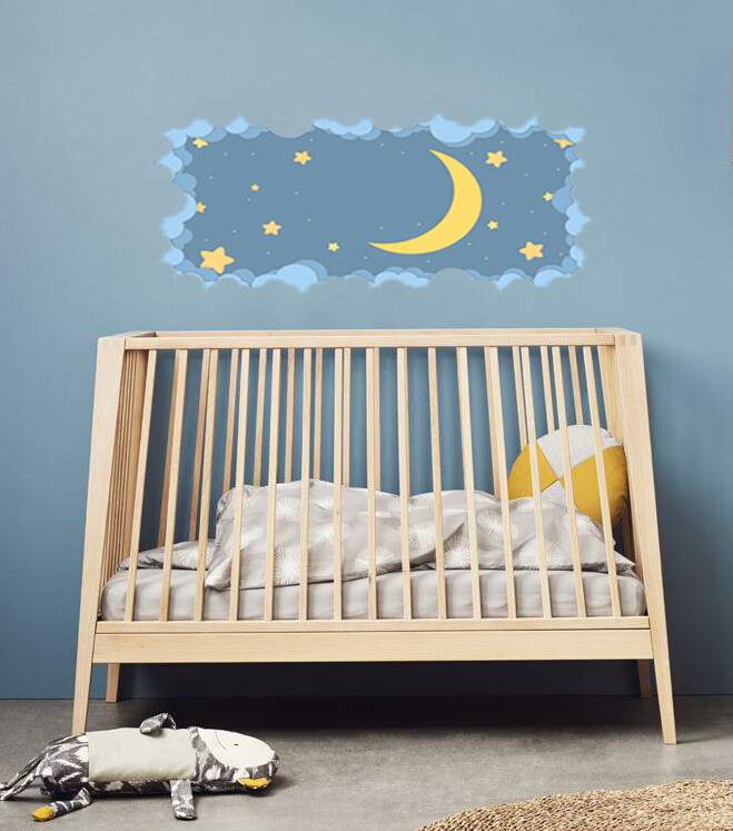 Moon Wall Decal Stars Wall Decal, Crescent Wall Sticker baby decorations