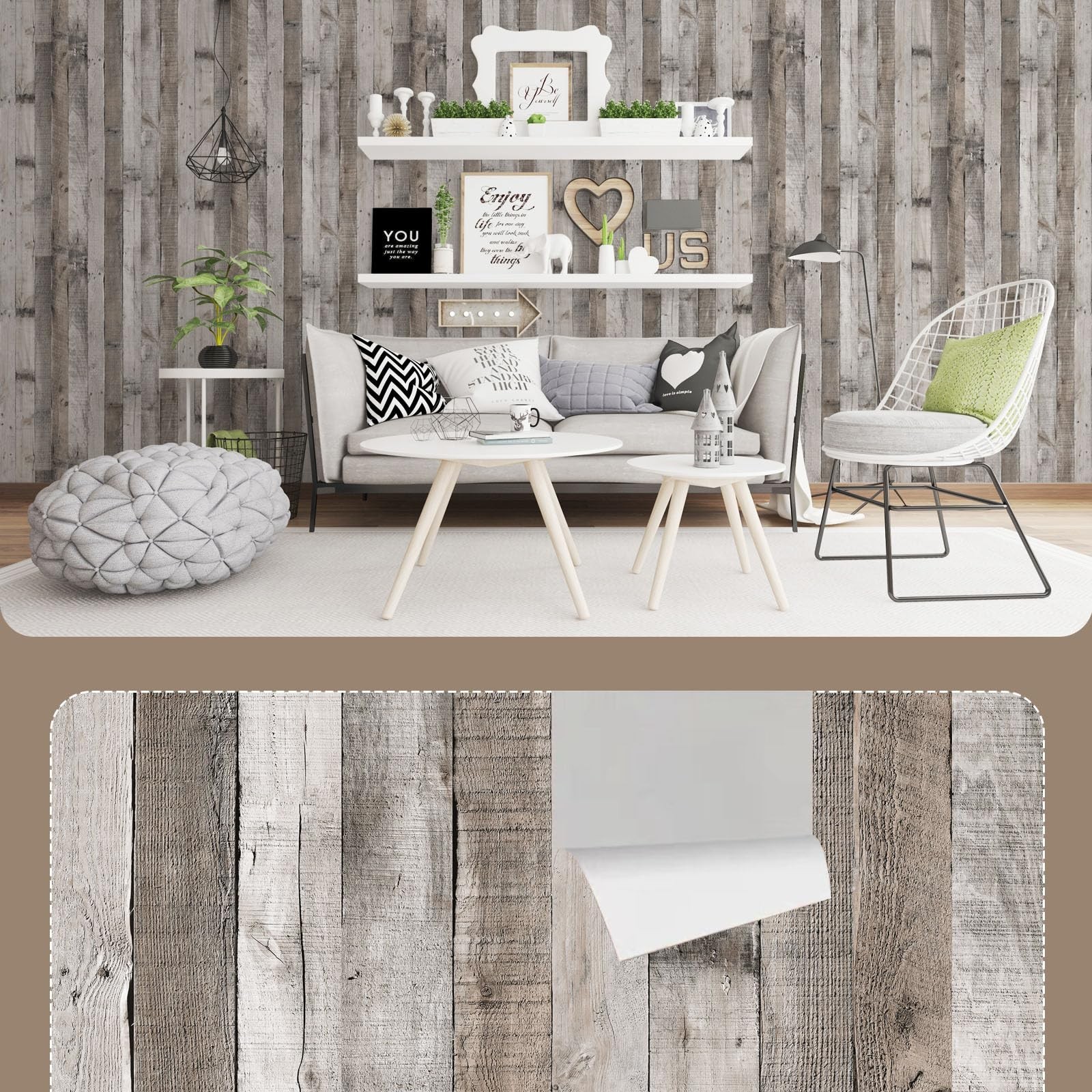 Vintage Wood Wallpaper Rustic Wood Wallpaper Stick and Peel Self Adhesive Dis…