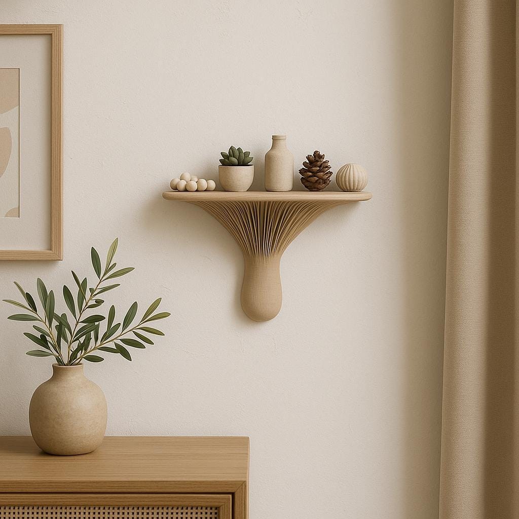 3D Printed Mushroom Wall Shelf | Floating Shelf | Organic Modern Decor