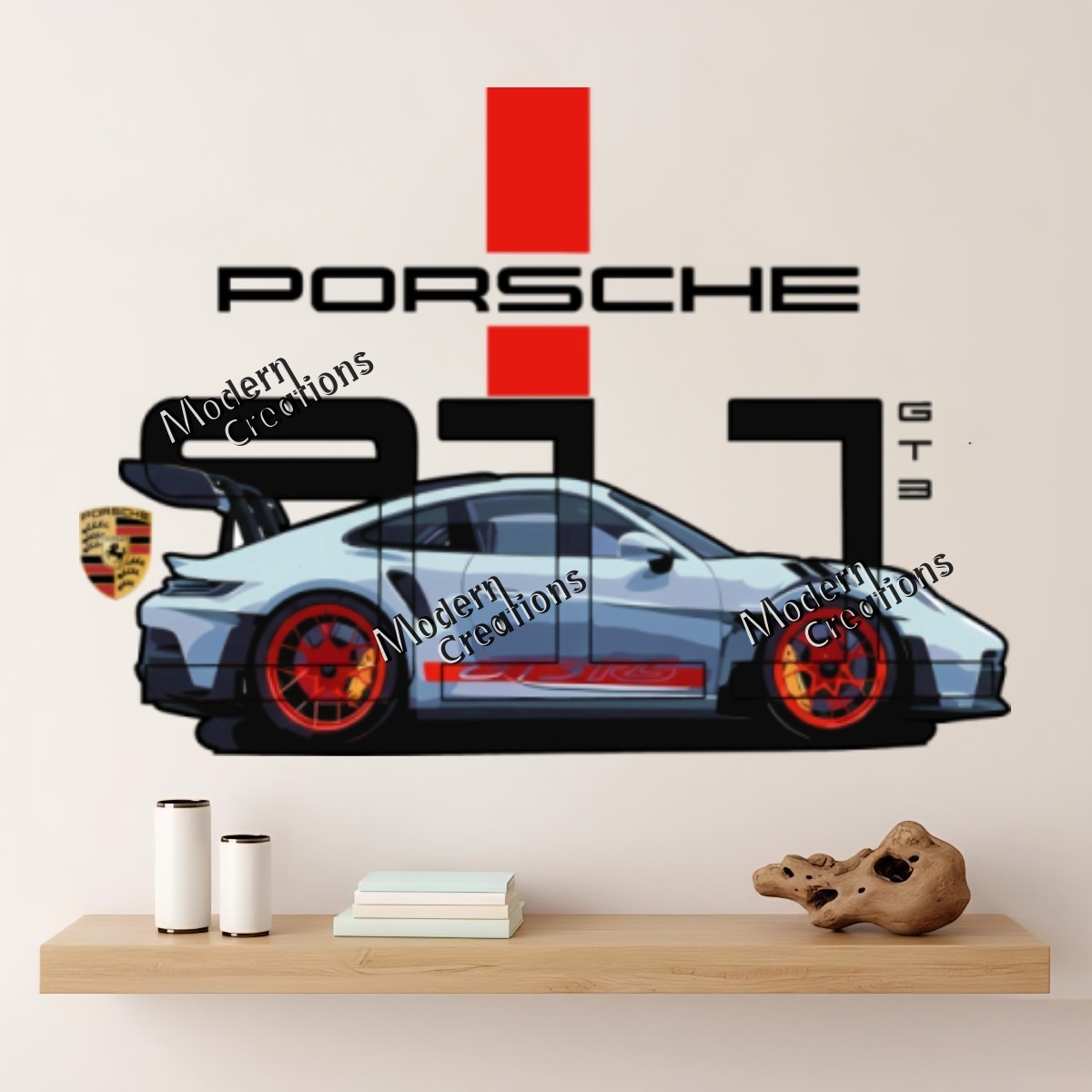 Porsche GT3 Racing Car Wall Sticker Sports car Auto Vinyl Decal Home Room Decor
