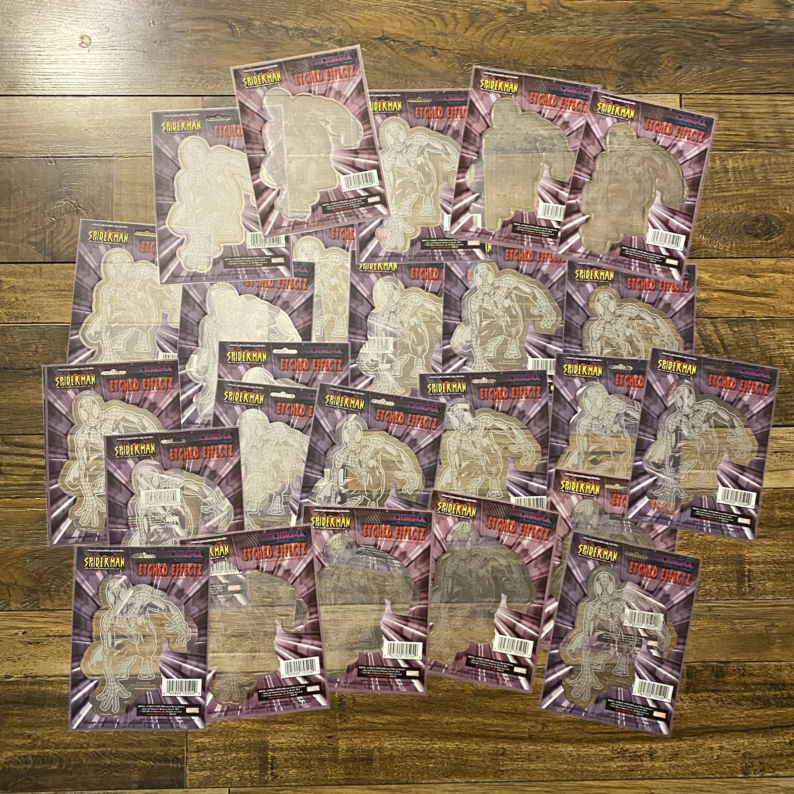 LOT OF 25 Marvel Spider-Man Etched Effectz Decal 2002 Clear Transparent Bulk
