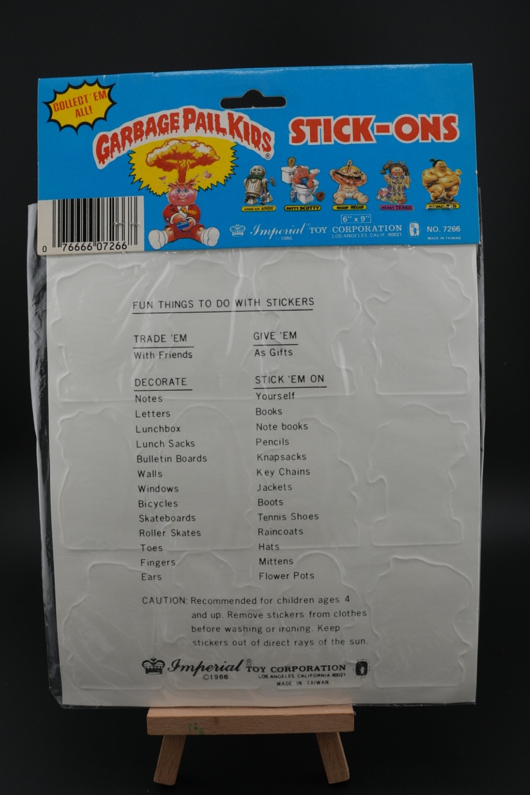 Vintage Garbage Pail Kids Stick On Name Tags Sticker Set Art GPK 1986 Set of 11