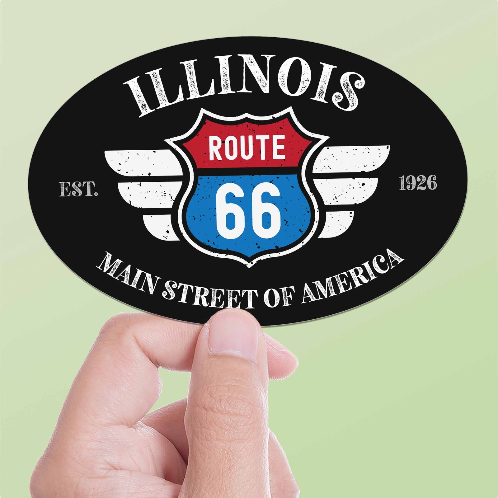 Illinois Route 66 Sticker – IL Black Oval Decal