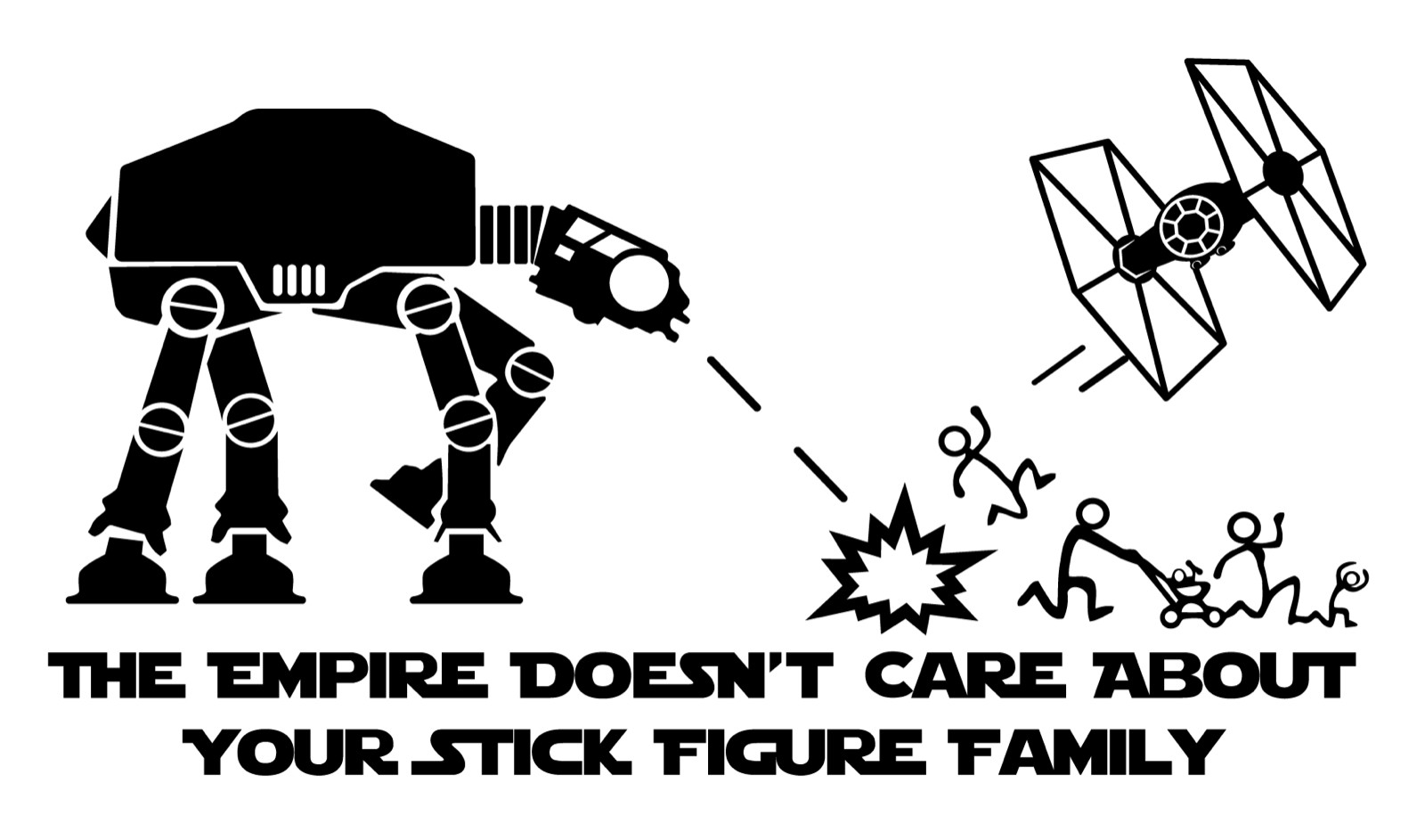 Empire Doesn't Care About Your Stick Figure Family Die Cut Vinyl Decal Made USA