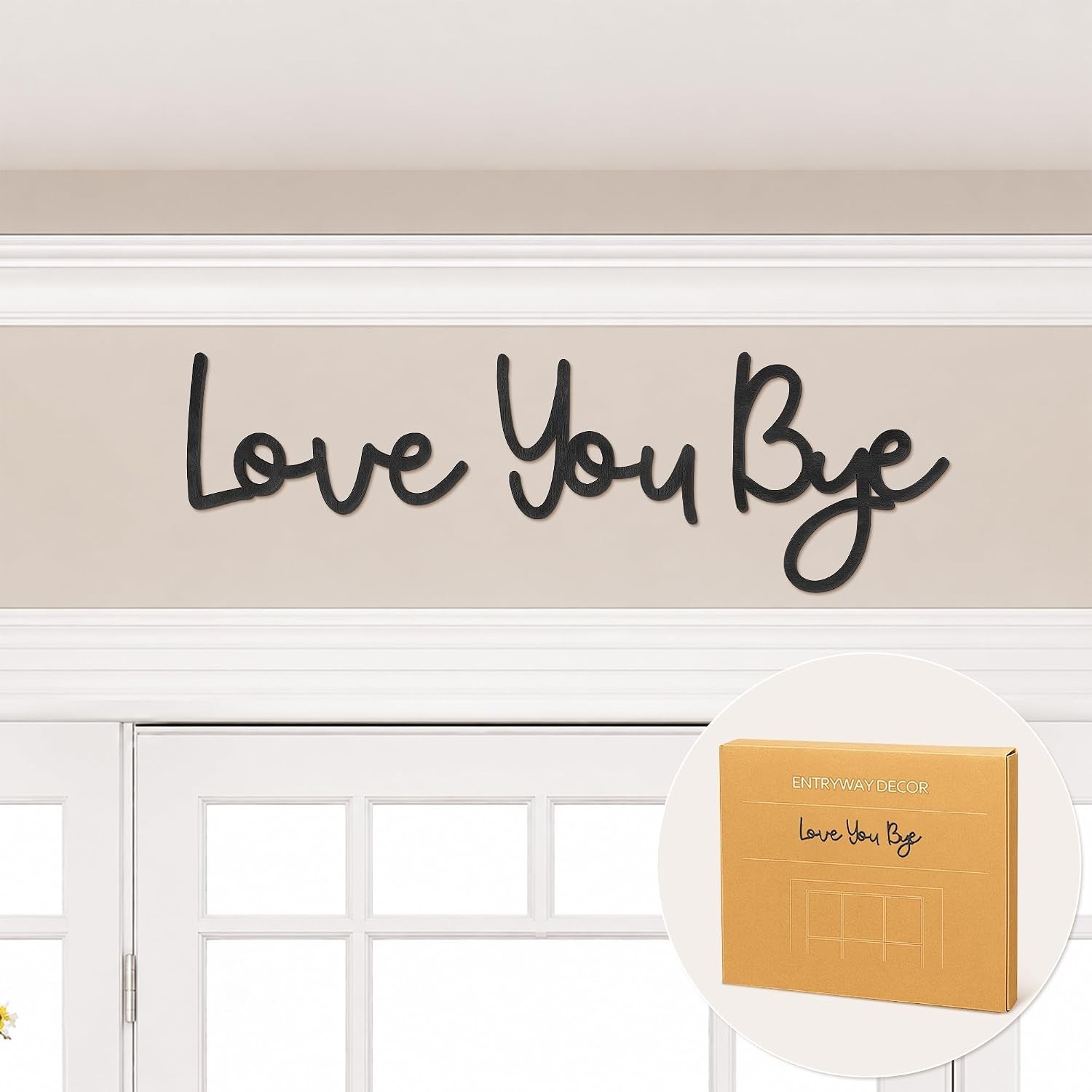 Wall Decor Love You Bye Sign 31.5 inch Wood Heart Wall Art Hallway Entryway D…