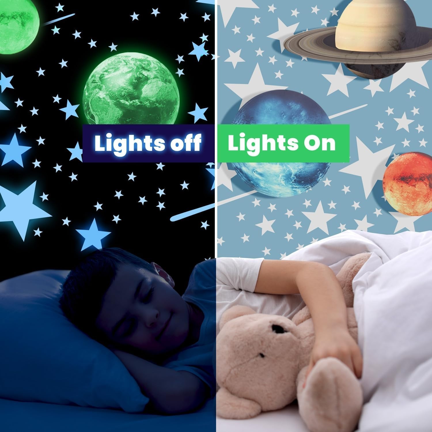 Glow in The Dark Stars and Planets, Bright Solar S
