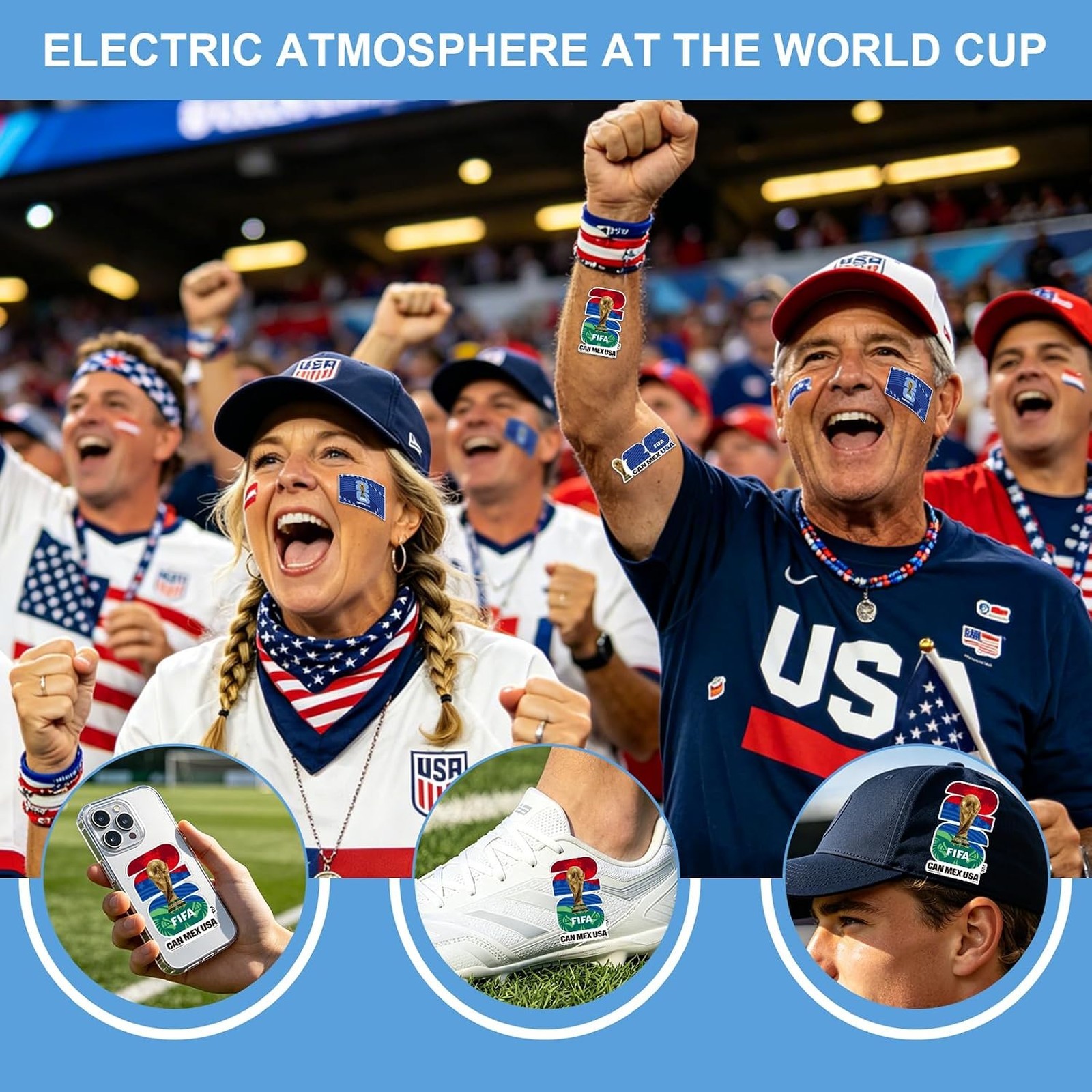 Fifa World Cup 2026 USA Car Decal Pack Official Licensed Waterproof Vinyl Soccer
