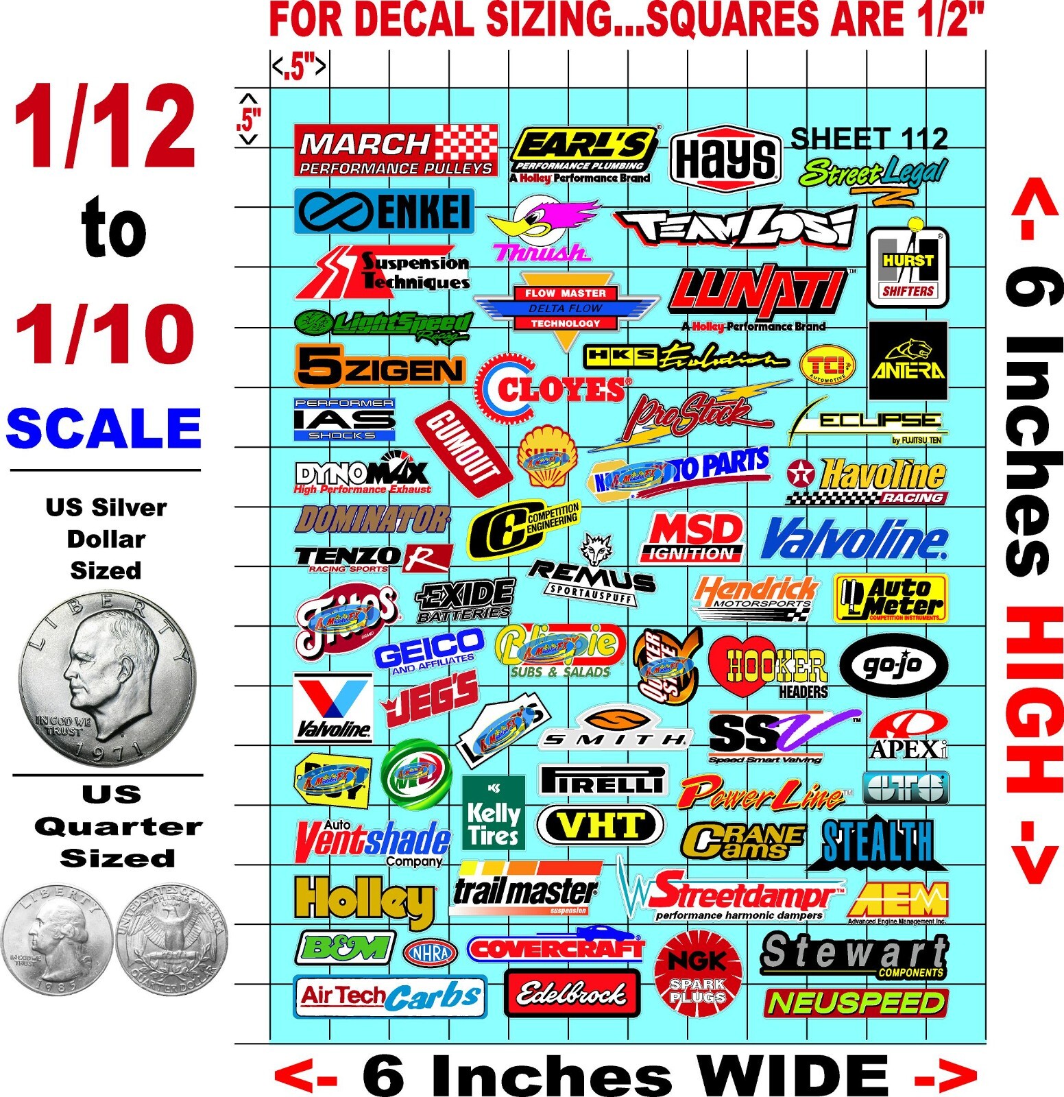 WHITE Vinyl Sticker Sheet 112-R/C MODEL Decal fits 1/10-1/16 Scale MOPARSRACING