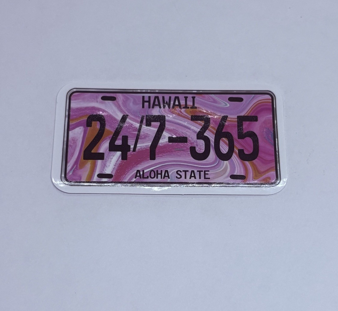 Hawaii License Plate Sticker Aloha State 24/7 Art Decor Decal Vinyl Souvenir Tc6