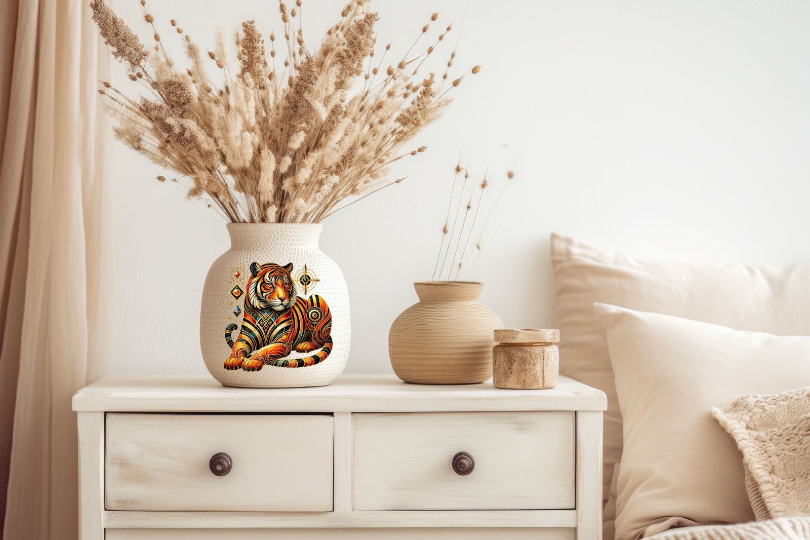 Art Deco Tiger UV DTF Transparent Sticker / Decal