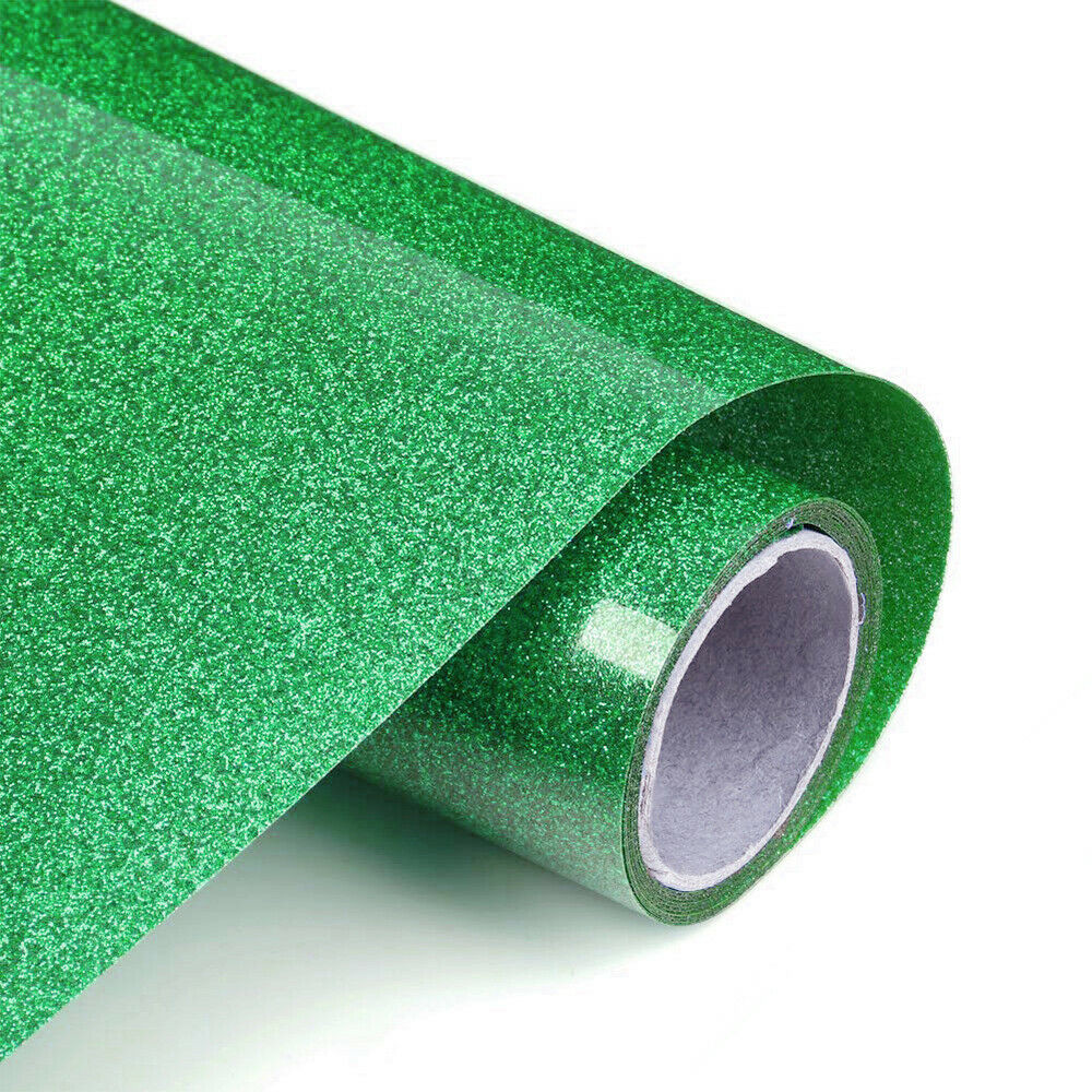 2 Rolls 12inx10ft Glitter Heat Transfer Vinyl Roll Heat Press HTV Iron On Film
