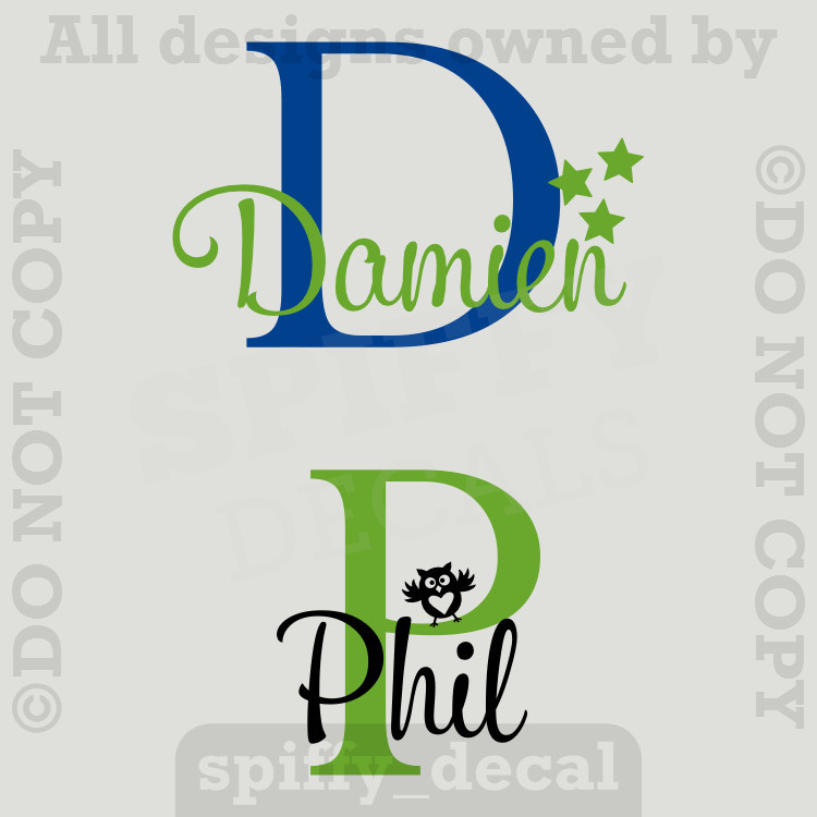 MONOGRAM WITH GRAPHIC Personalized Name Vinyl Wall Decal Sticker Boys Nursery