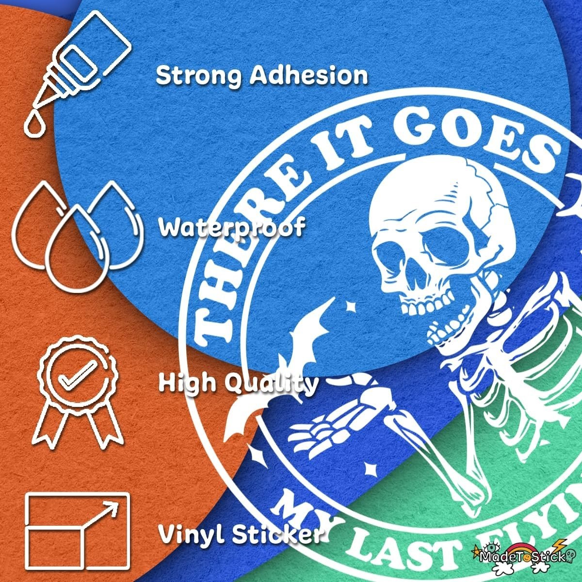 Funny Skeleton 5" x 5" Sticker Vinyl Decal
