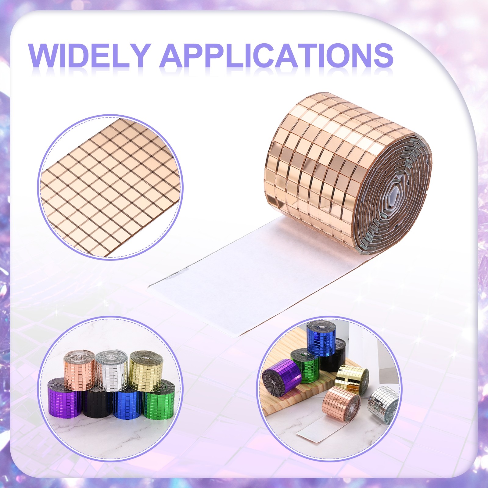 3200 Pieces Mosaic Tiles 5 x 5 mm Disco Tiles 2 Rolls (Rose Gold/Silver)