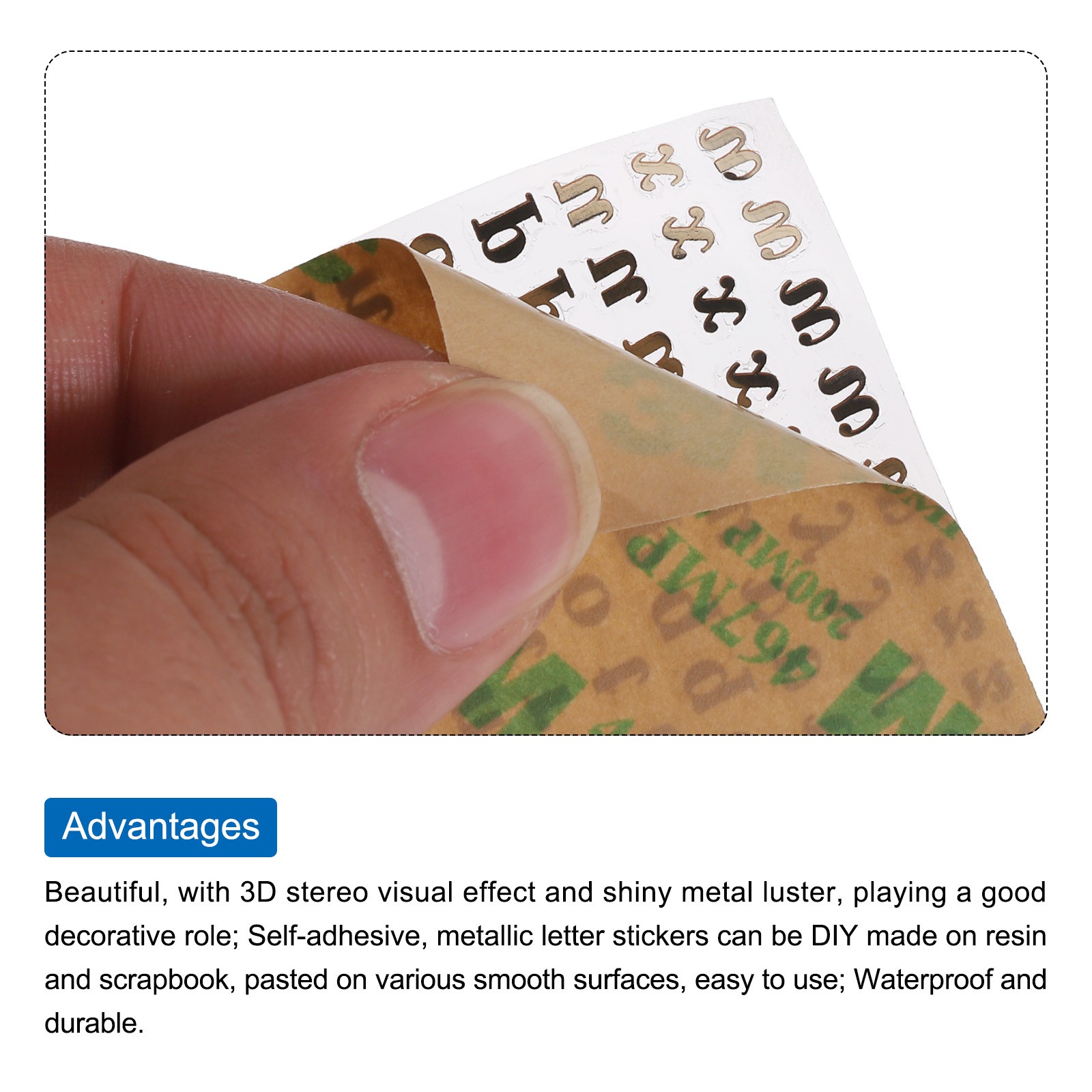 6 Sheets 4.5mm Letter Resin Stickers A to Z Gold Mini Sticker Lowercase