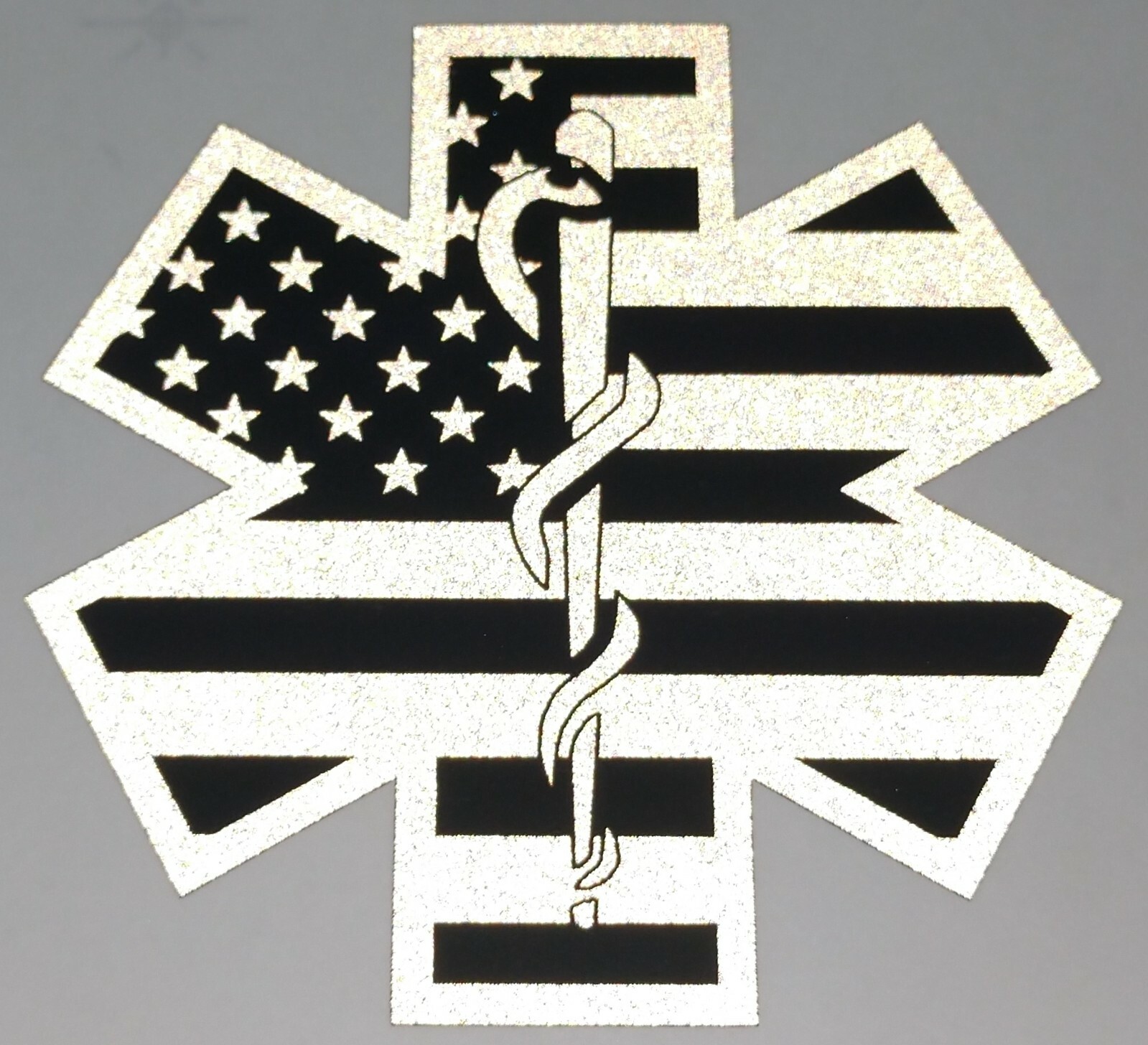 Black Flag Subdued Reflective Star Of Life Fire Decal EMT style 1 multiple sizes