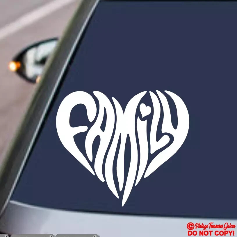 FAMILY HEART Vinyl Decal Sticker Car Truck Rear Back Window Wall Bumper LOVE JDM