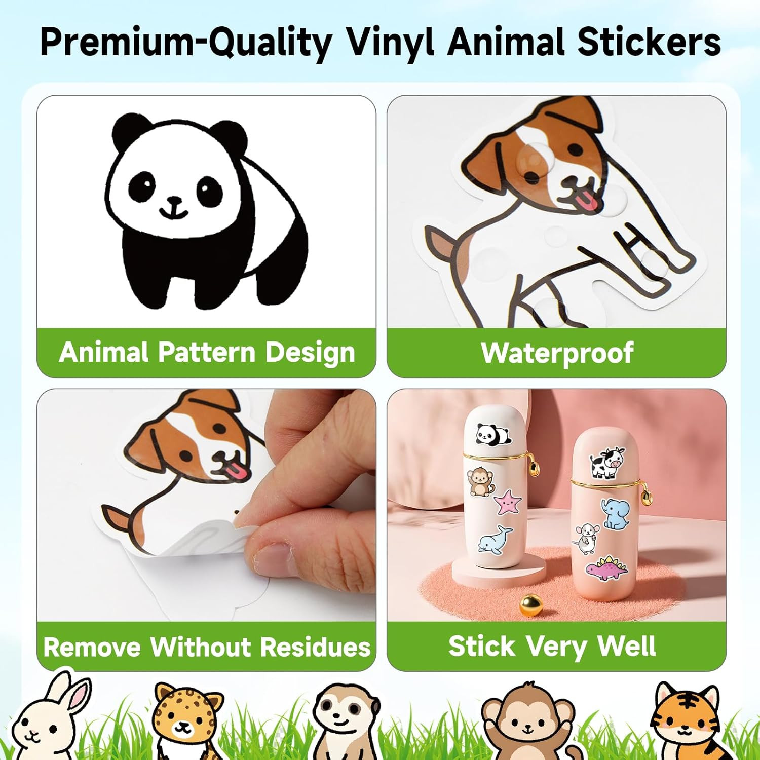 200Pcs Animal Stickers Assorted Waterproof Vinyl Decals for Kids and Toddlers