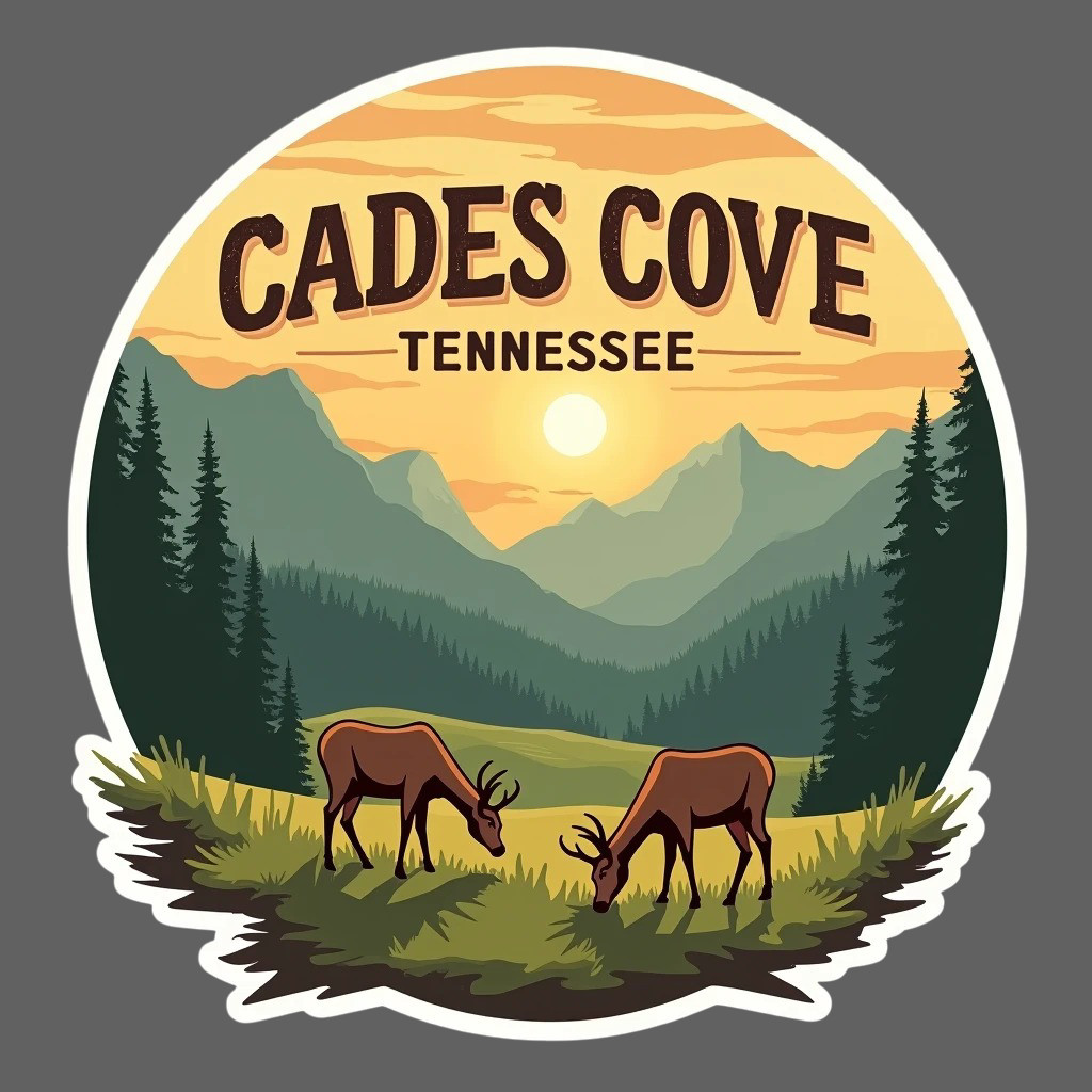 Cades Cove Tennessee Sticker Vinyl Decal Deer Wildlife Scenic Landscape
