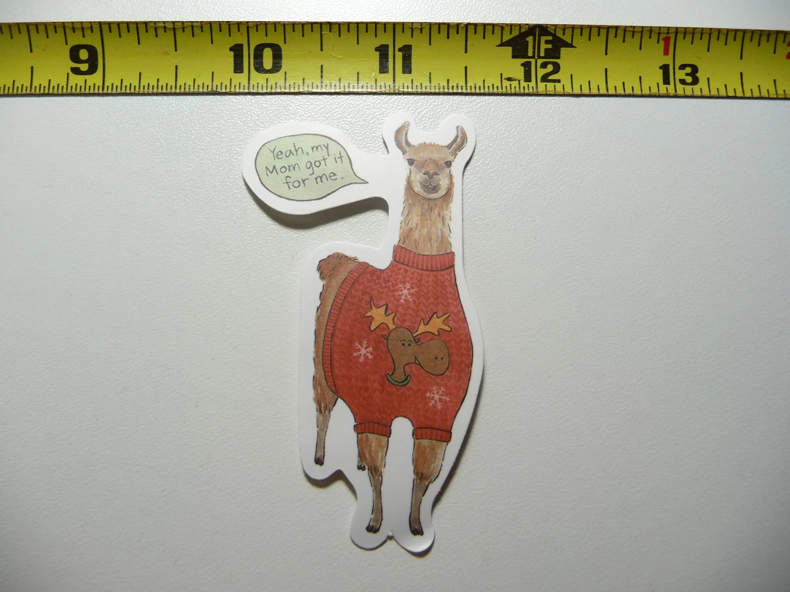LLAMA WITH MOOSE SWEATER SMALL STICKER DECAL PRESENT FARM PET FUNNY