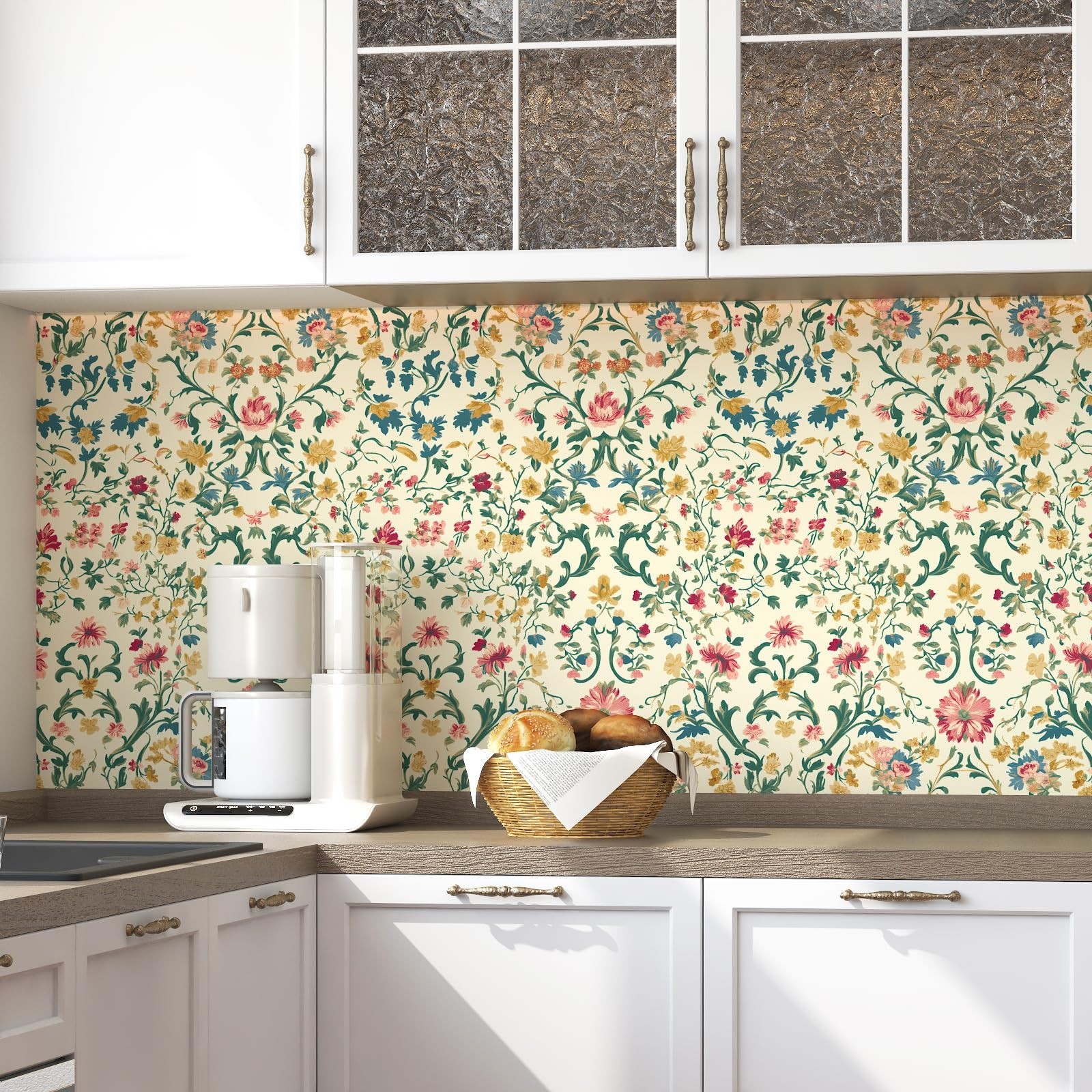 Vintage Floral Wallpaper Peel and Stick, Boho Botanical Tapestry Pattern Self…