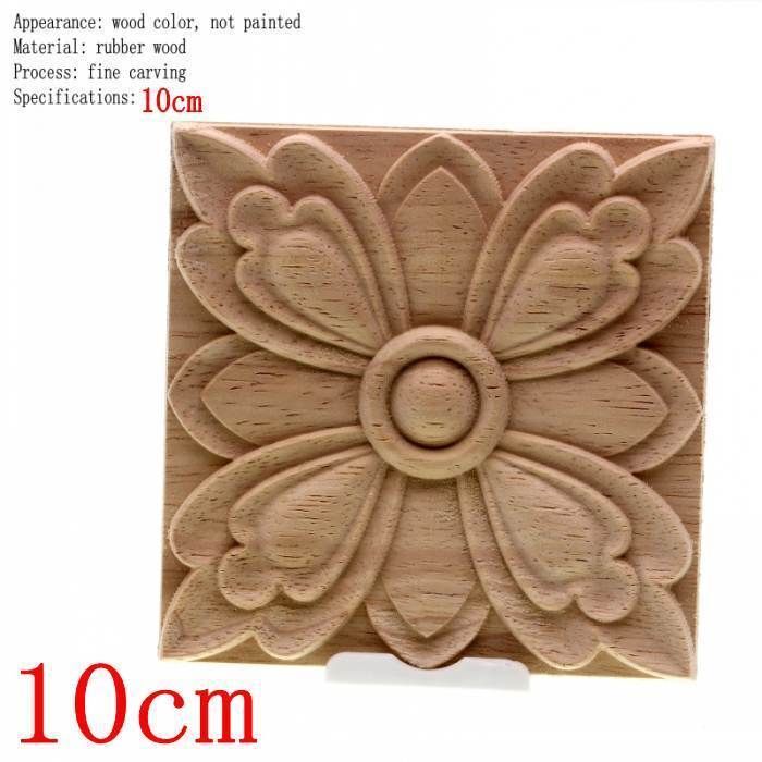 Unpainted Wood Color Decal Applique Furniture Square Home Decoration Accessories