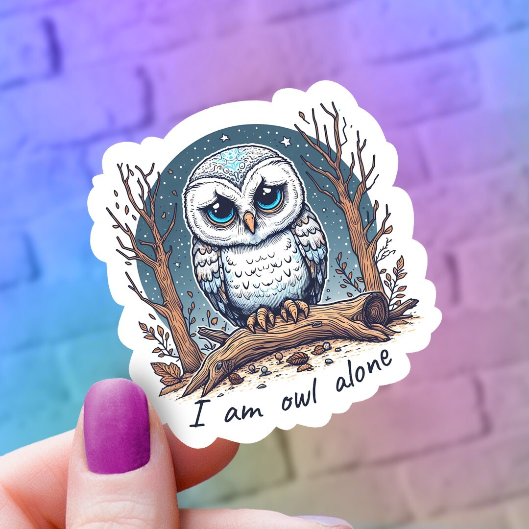Owl in Tree Sticker | Owl Alone Sticker | Nature Lover Gift | Cute Owl Sticker