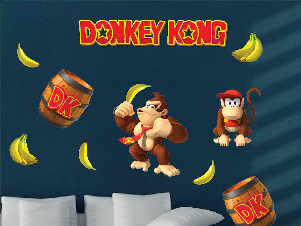 Donkey Kong Mario Wall Decal Stickers Game Bedroom Wall Murals, Nintendo, n88