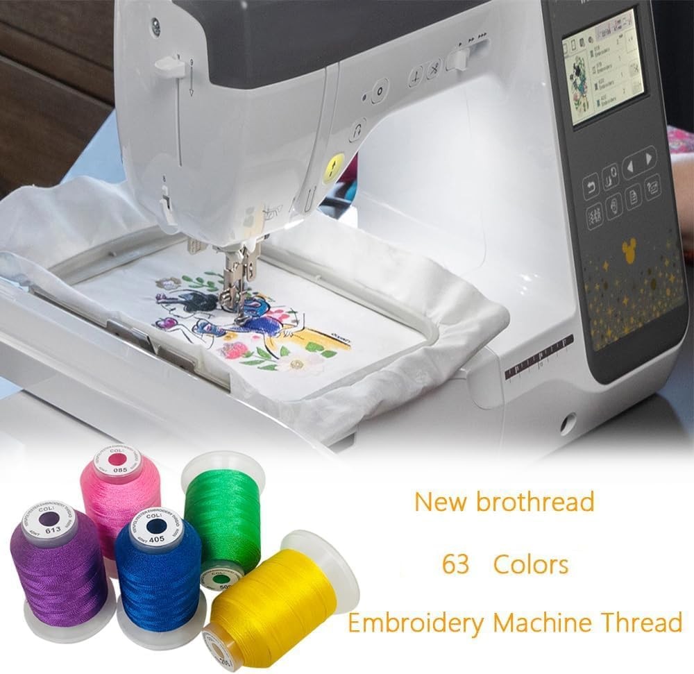 63 Colors 100% Polyester Machine Embroidery Thread 550yd with Thread Nets – Com