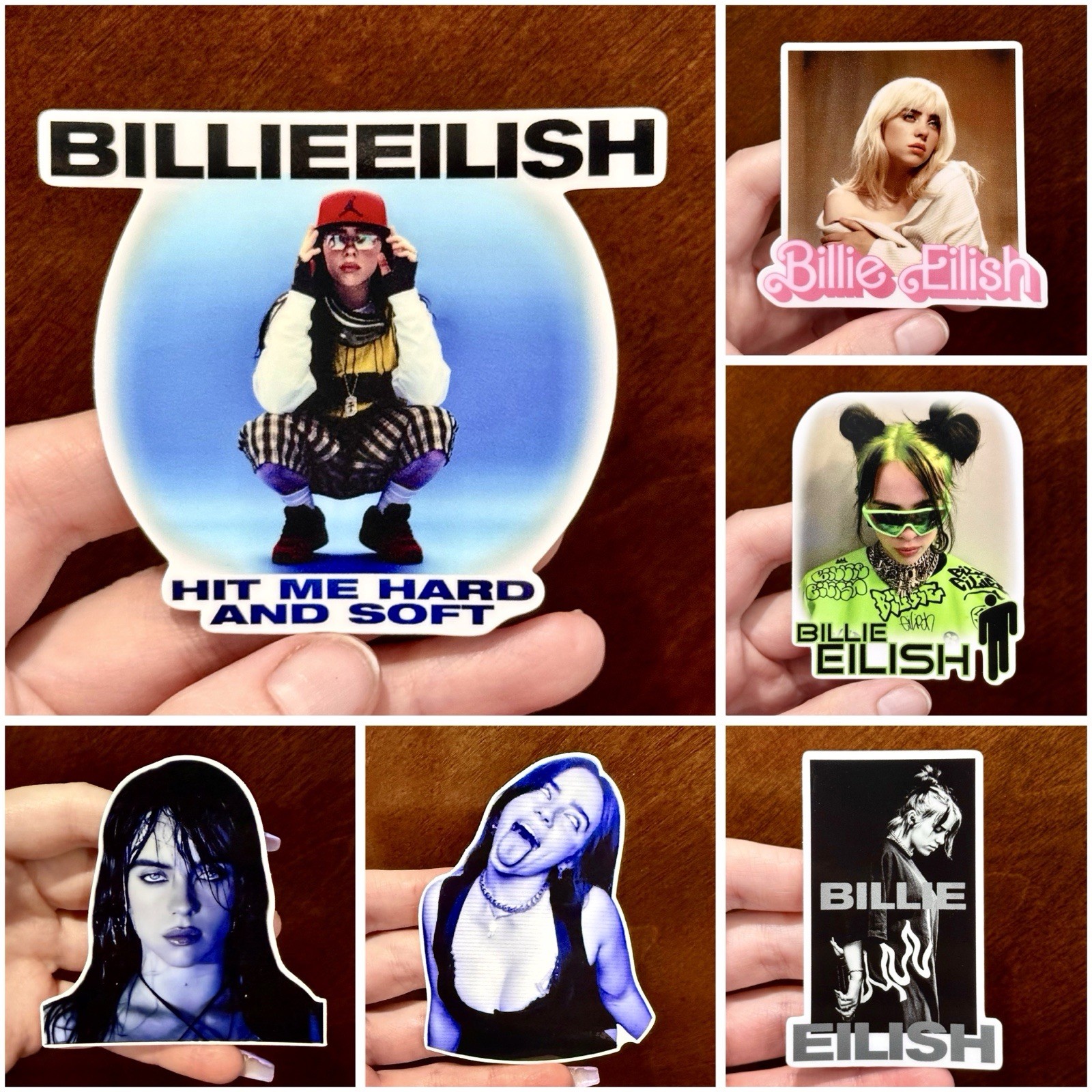 3” Billie Eilish Vinyl Sticker Set Of 6 Hit Me Hard And Soft Blohsh Barbie Lunch