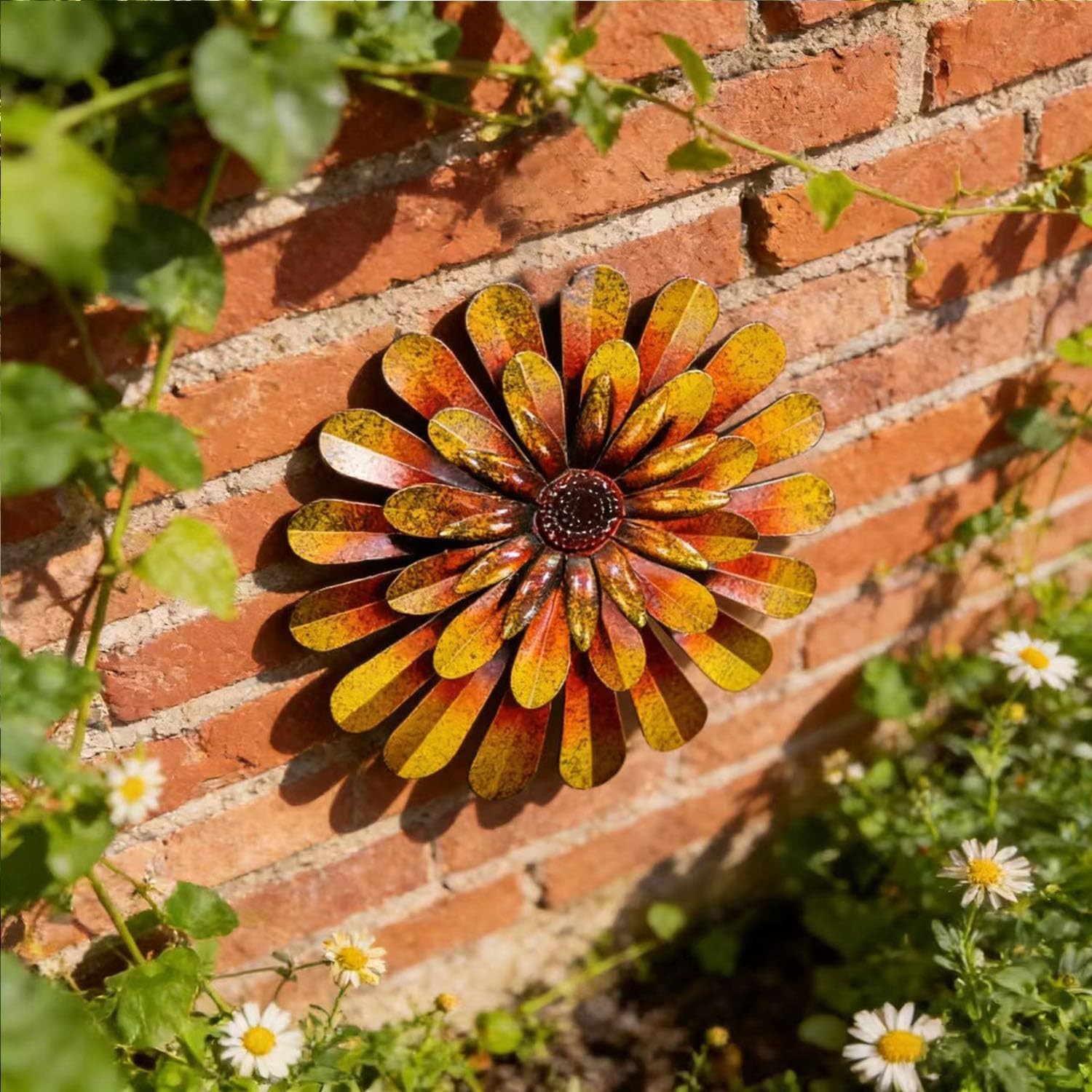 Elegant 2 Pack 12-Inch Hand-Painted Metal Flower Wall Art – Indoor & Outdoor