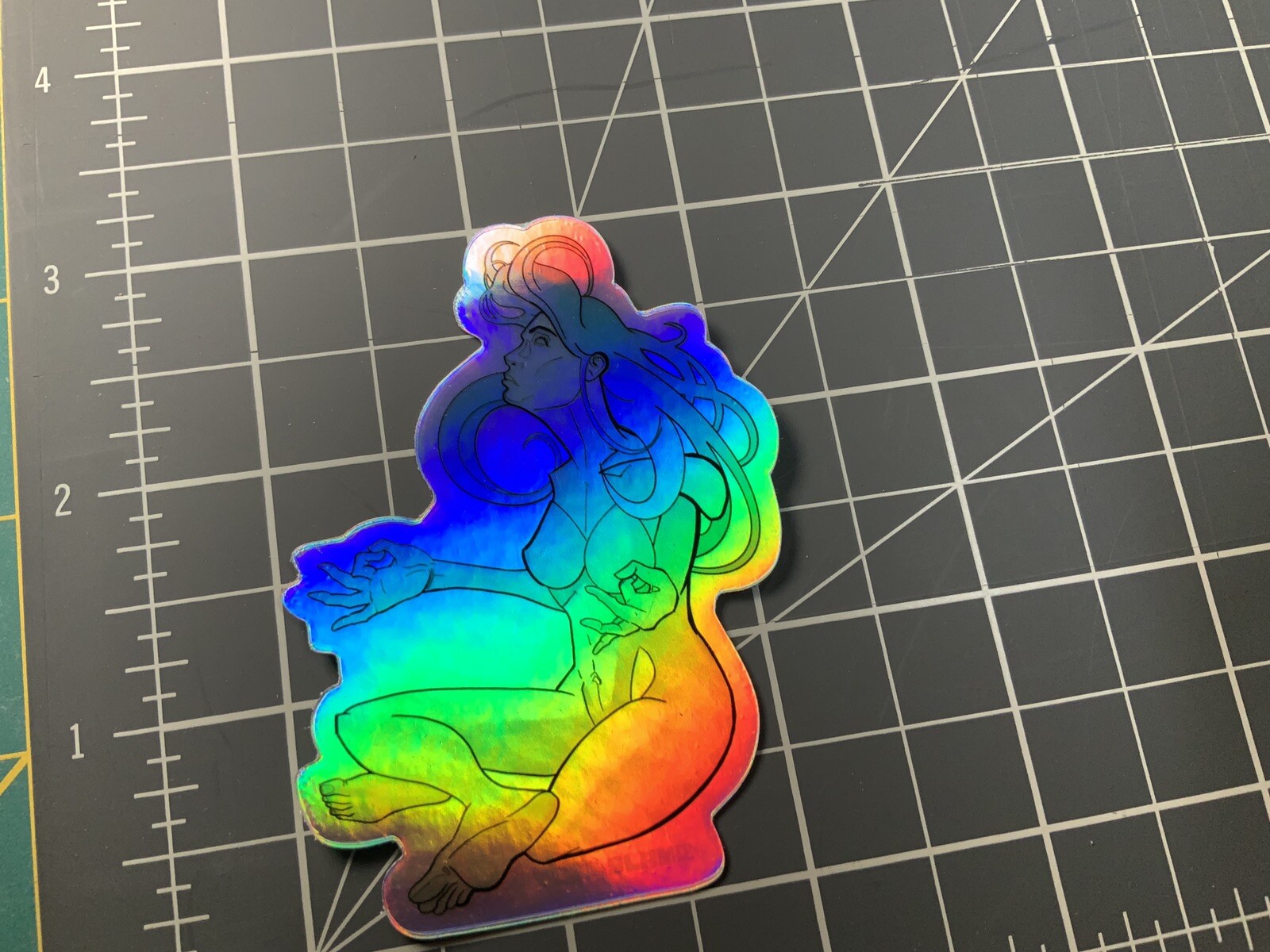 Meditate 3” Holographic￼ Vinyl Sticker Johnny Larson Street Art Mind Zen Spirit
