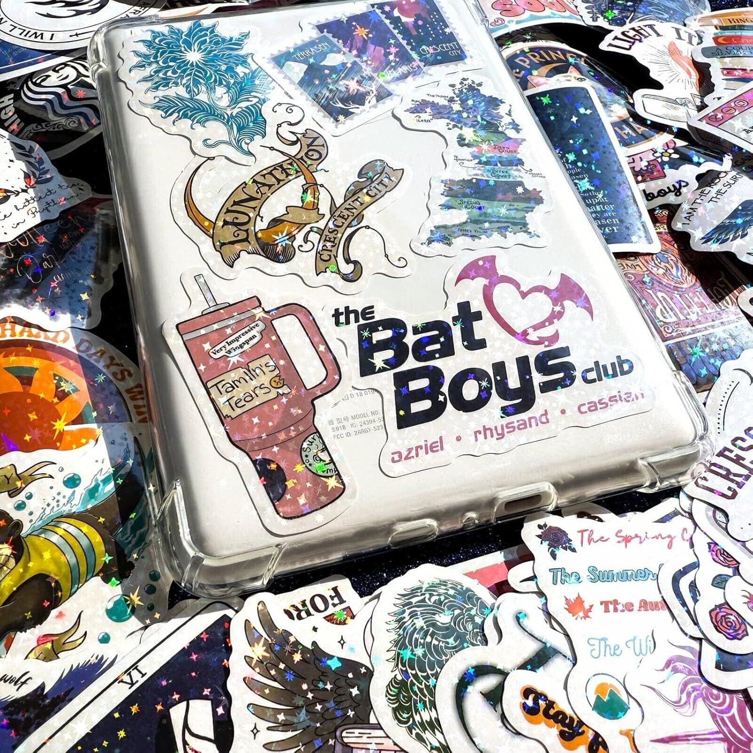 MiStar 102 PCS SJM Fantasy Book Stickers, Holographic Bookish Acotar Stickers fo