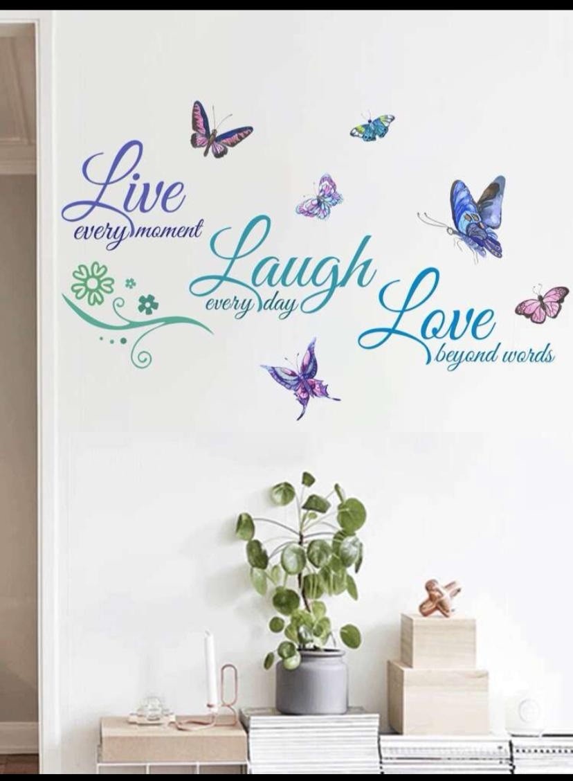 1 PCs Self-Adhesive PVC Wall Sticker Creative Slogan Butterfly Graphic
