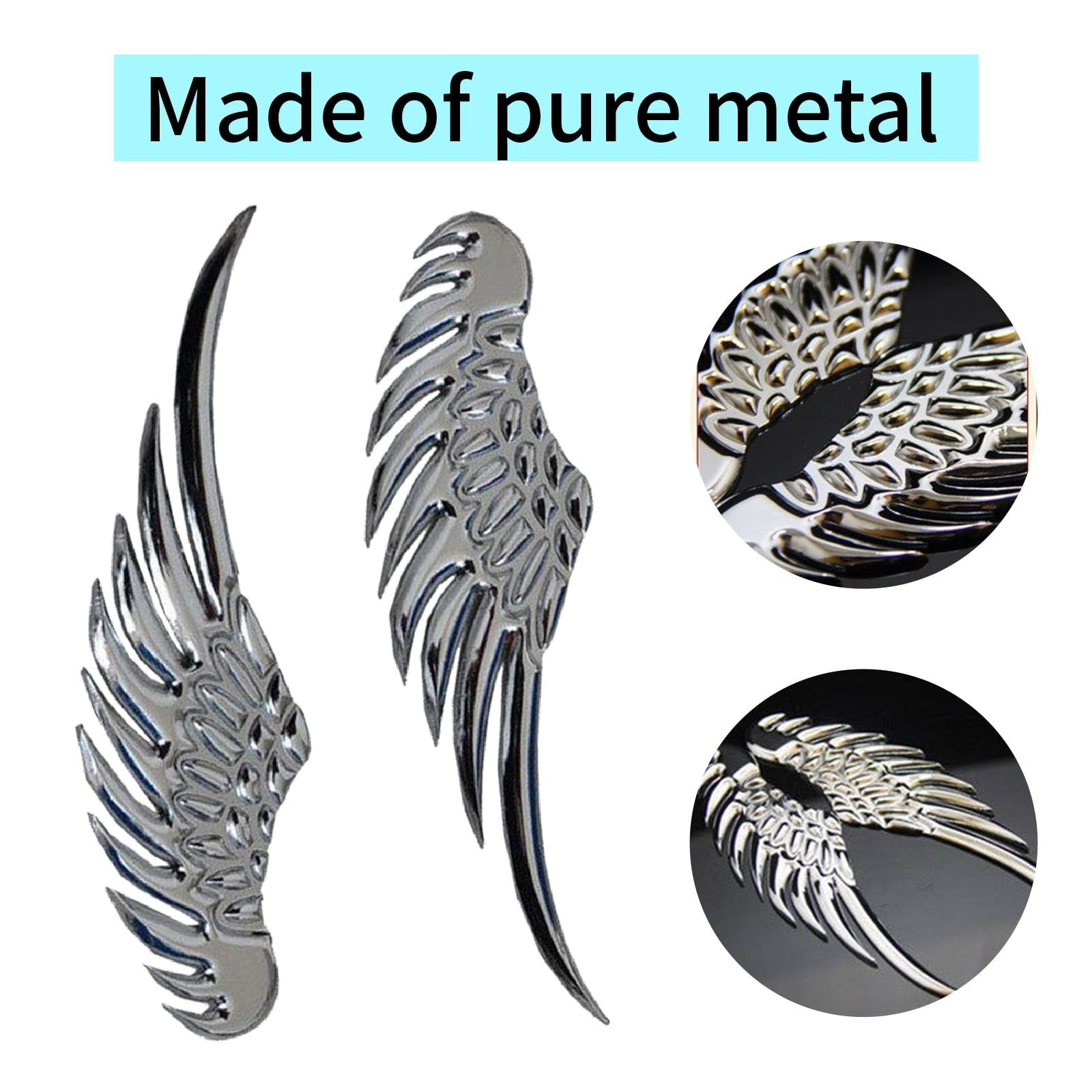 1 Pack 2 Pcs Silvery Car Angel Wings Sticker,4.9 in*1.37 * 0.39 in Car Tail S…