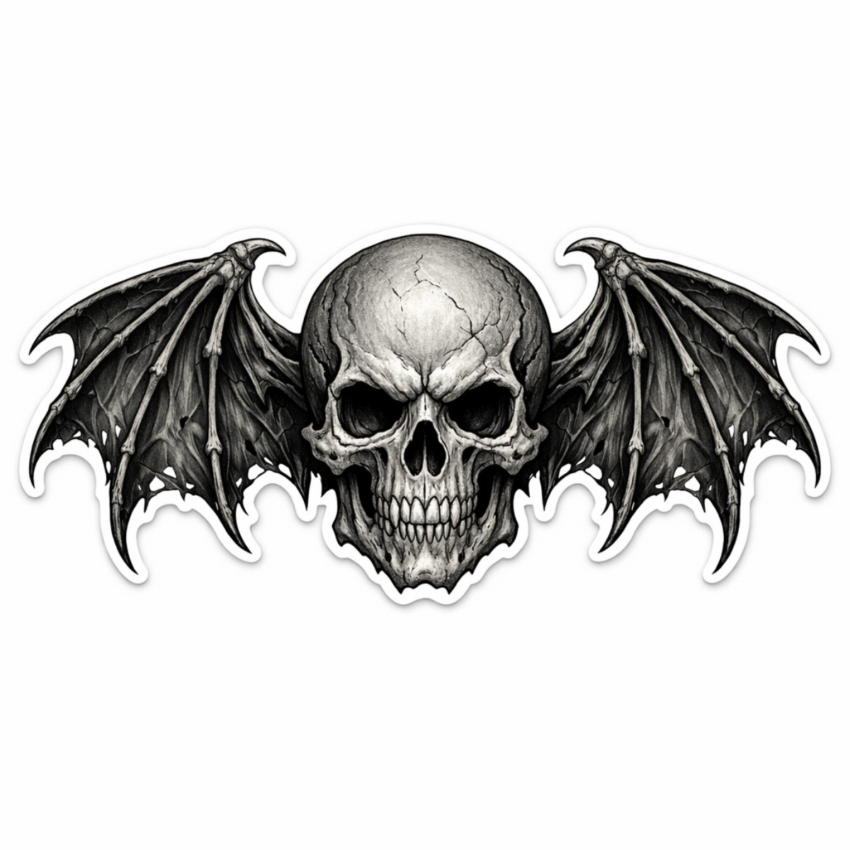3×1.5 inch Bat Wing Skull Gothic Vinyl Sticker Dark Horror Skull Decal