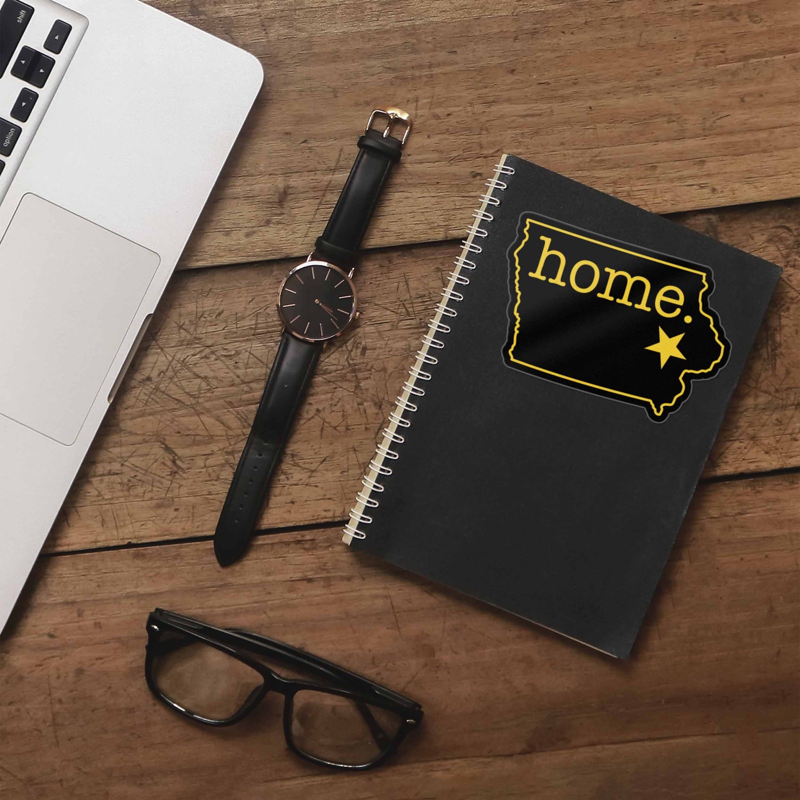 Black and Gold Iowa Home Sticker – Cute Iowa City Midwest Decal