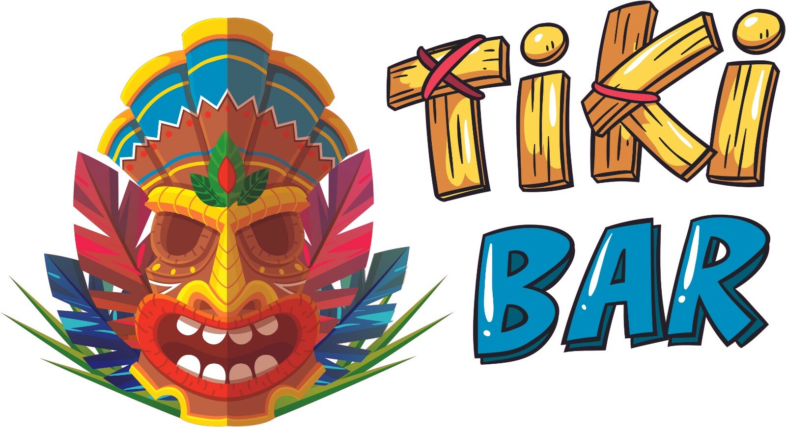 Tiki Bar Quote Decor Vinyl Tiki Statue Multi-colored Totem Pole Head Wall Decal