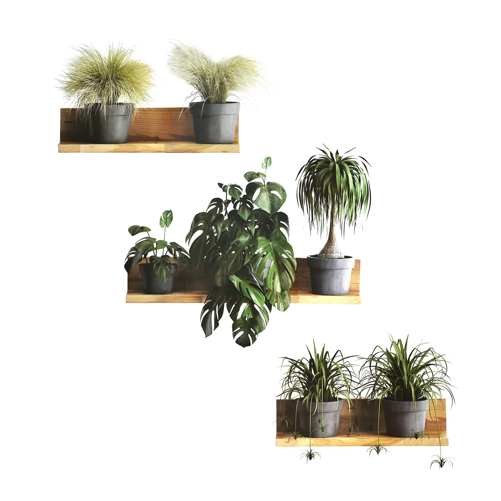 Creative Green Pot Plants Leaves Wall Decals 3D Bonsai Tropical Plant Wall St…