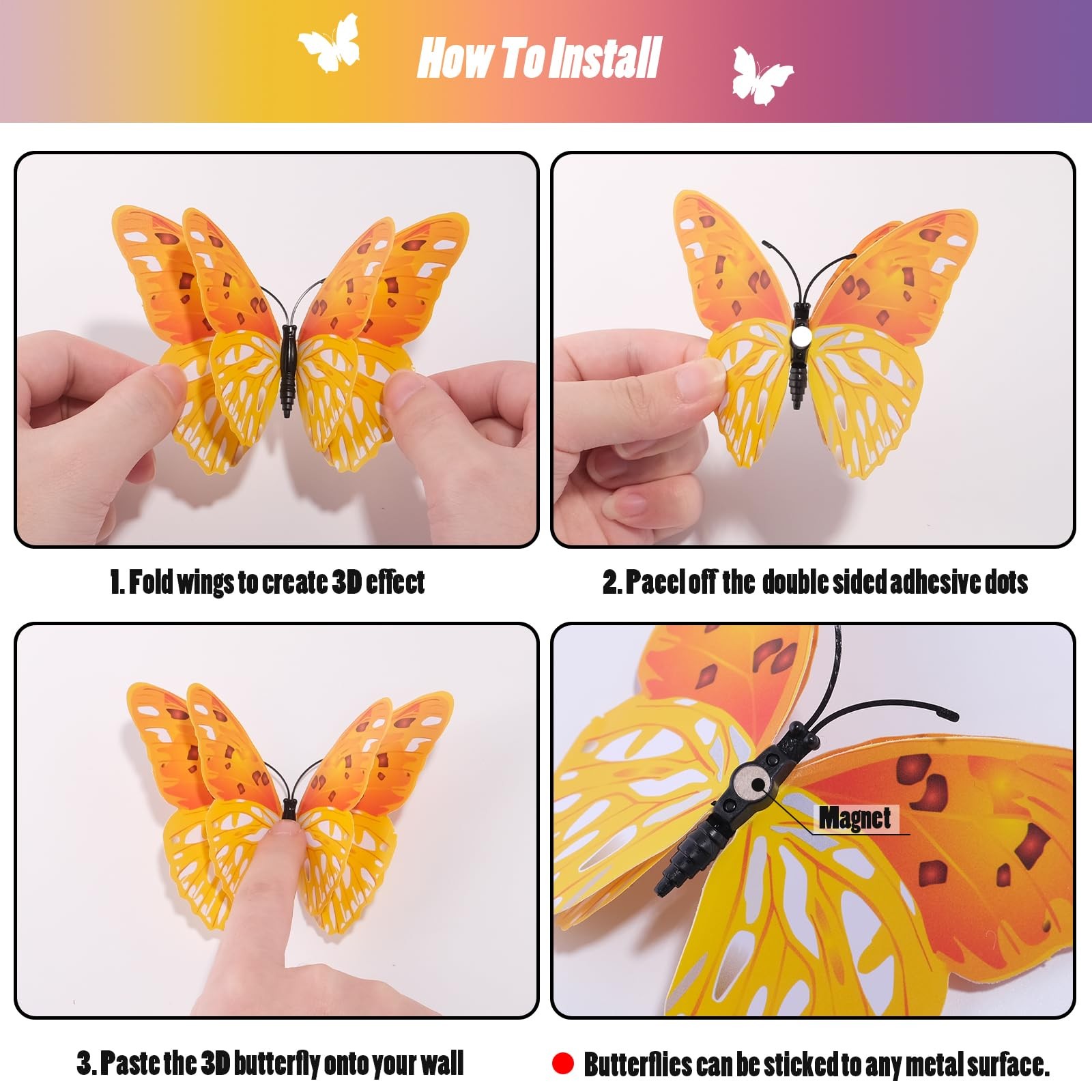 24 Mariposas 3D Para Decorar Pasteles Arreglos Florales De Pared El Cuarto Niñas