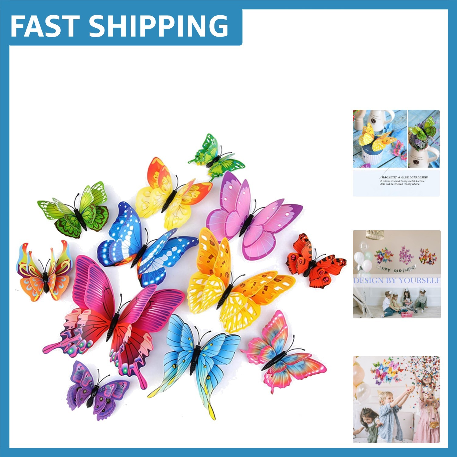 48 PCS Waterproof 3D Butterfly Stickers – Perfect Indoor Decor for Any Occasion