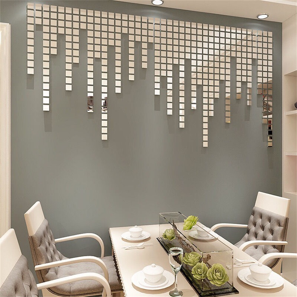 Mirror Stickers Gold Rose Gold Self-adhesive Silver Small Square Tiles