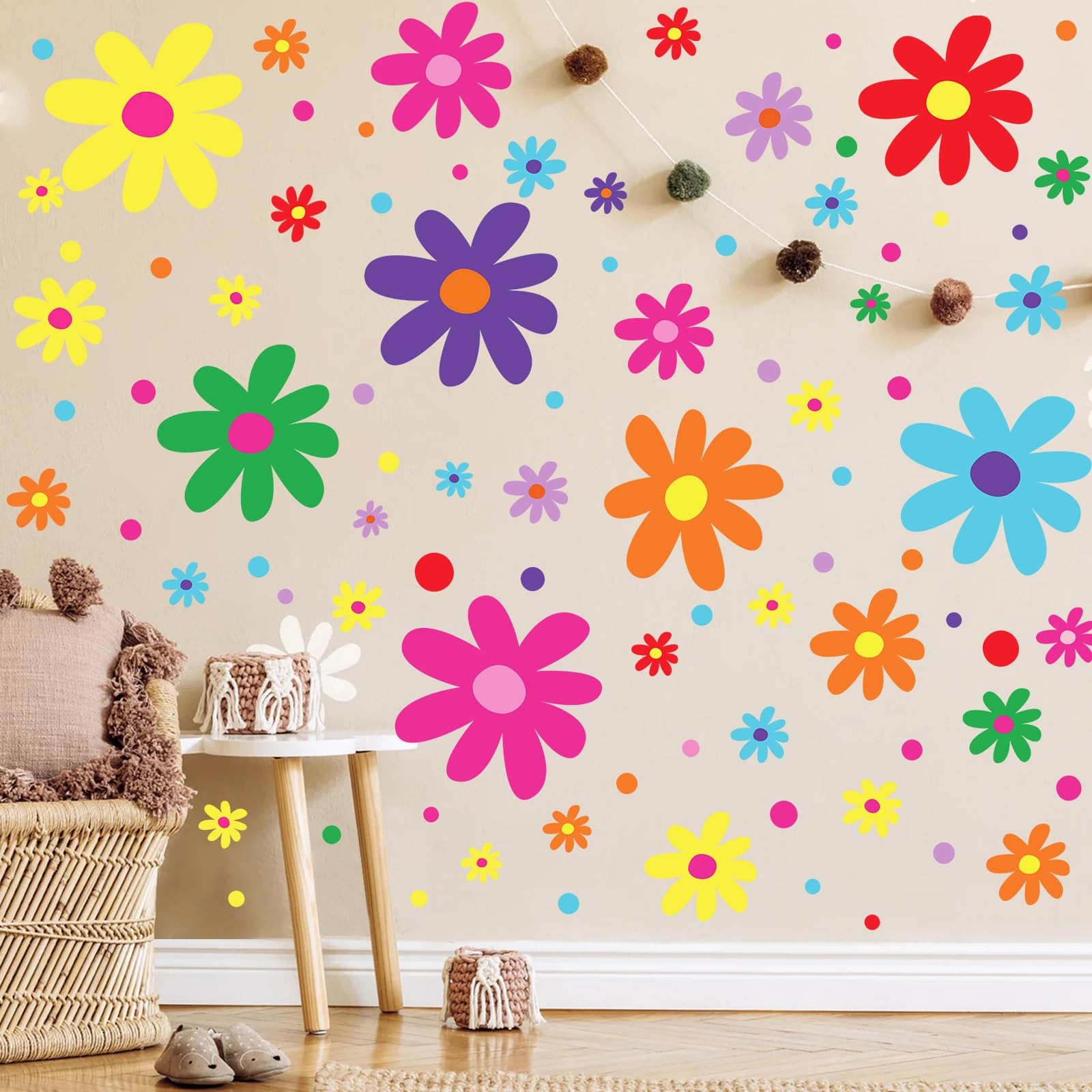 Glow in The Dark Big Daisy Wall Decals，Glowing Luminous Daisy Wall Stickers C…