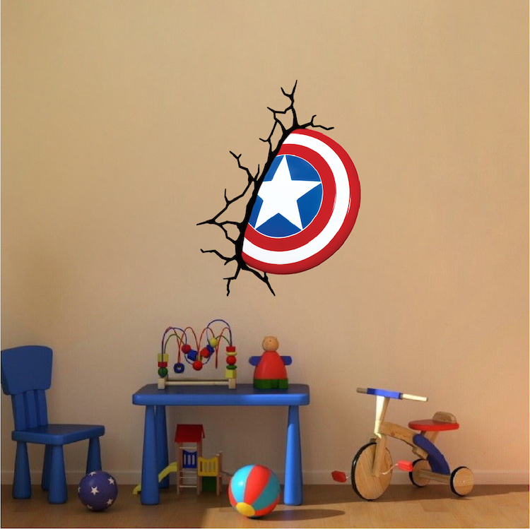 Captain America Shield Wall Decal Marvel Comic Decals Avengers Cracked Wall, e17