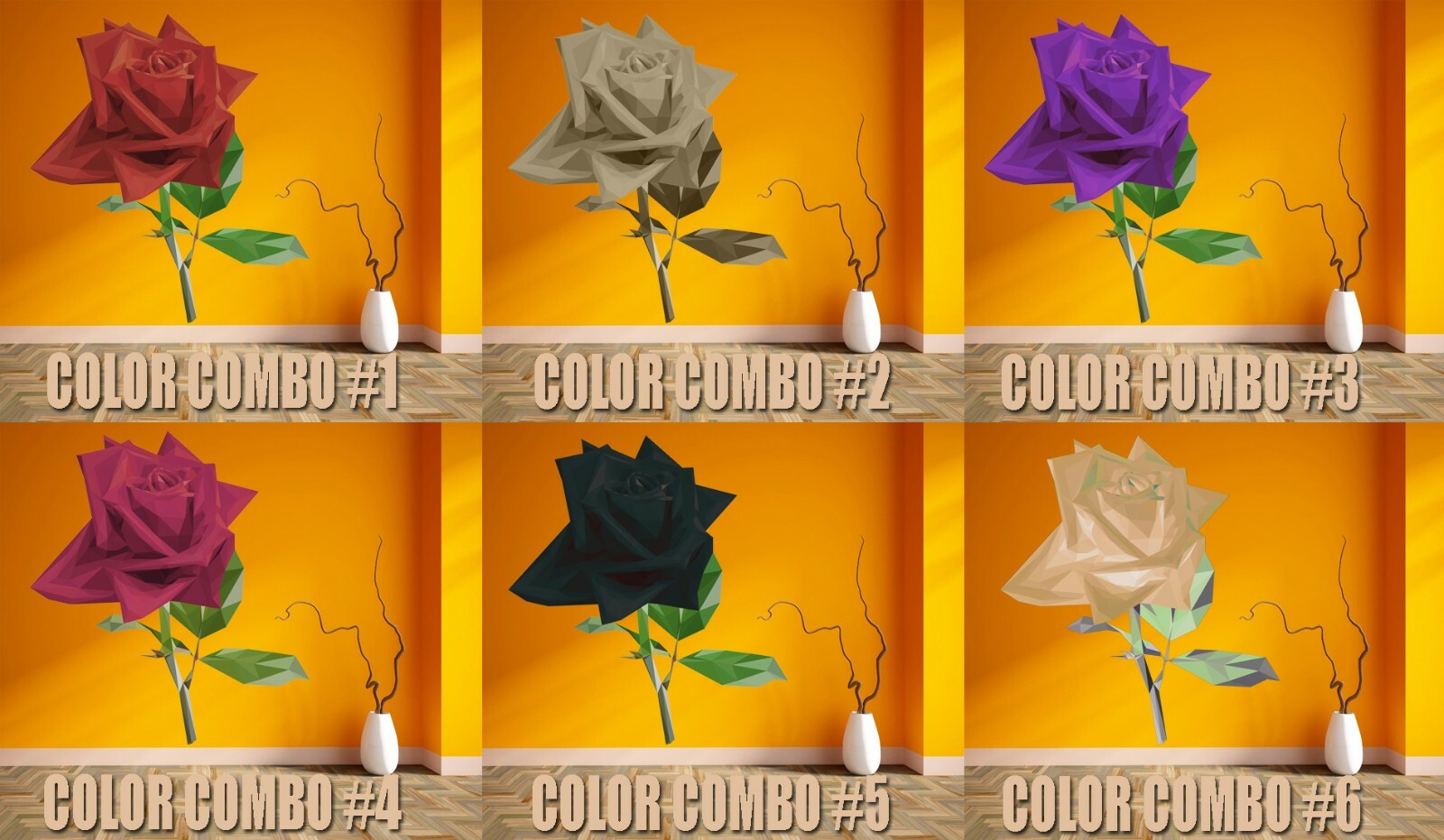Rose Wall Decal, Flower Sticker, Plant Wall Art, Design for Florist