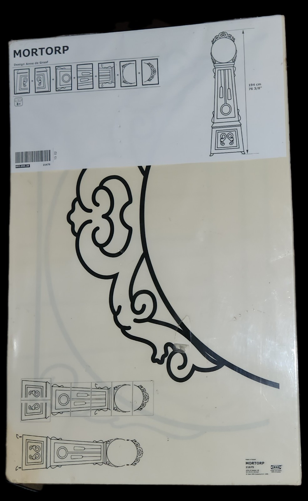 IKEA Mortorp Grandfather Clock Sticker Decal Wall Decor Anne de Graffe 76 in NEW