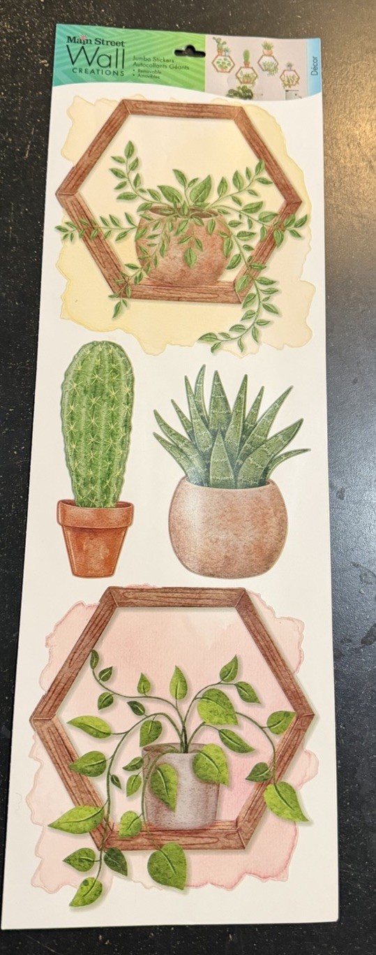 Hexagon Plants Cactus Peel & Stick Jumbo Wall Stickers