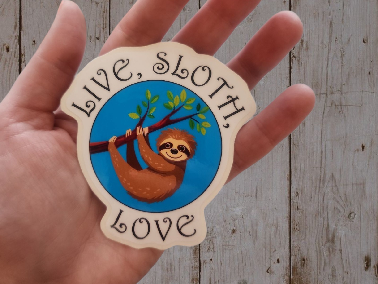 Live, Sloth, Love, Cute Sloth Vinyl Sticker, Waterproof
